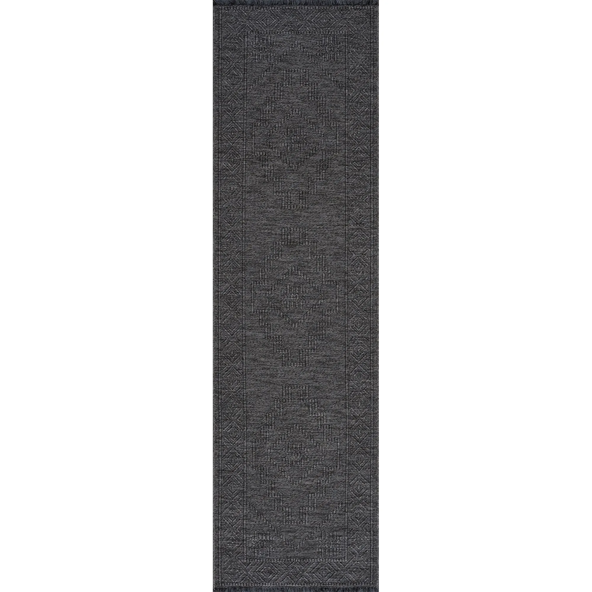 Alameda Solid Color Medallion Machine Washable Indoor Area Rug