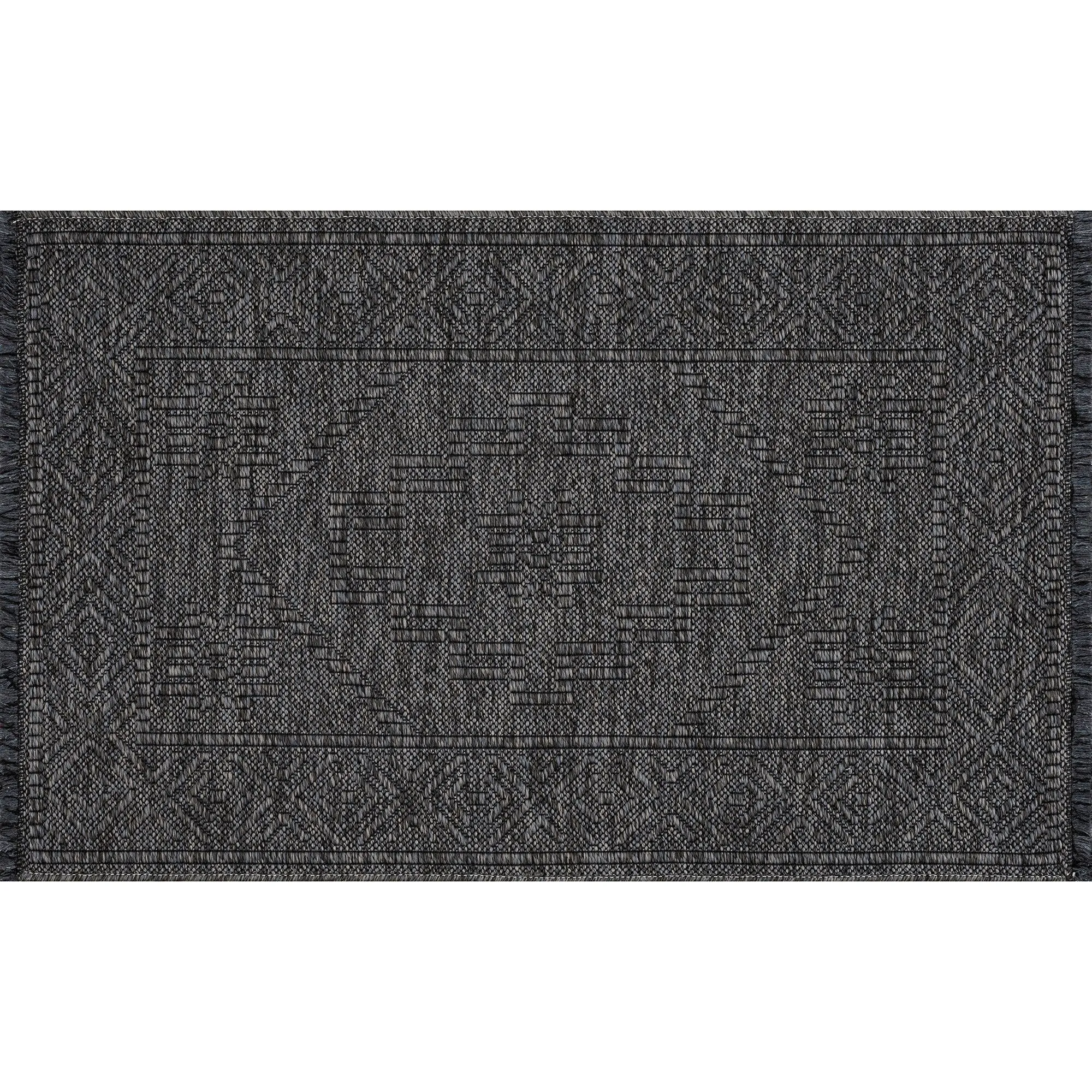 Alameda Solid Color Medallion Machine Washable Indoor Area Rug