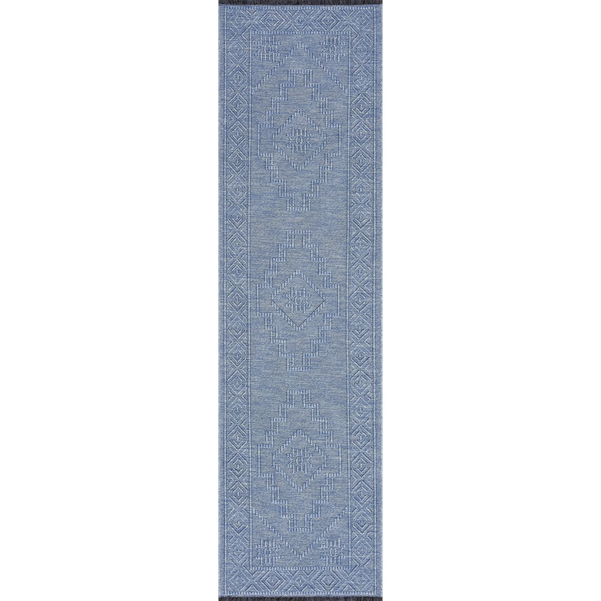 Alameda Solid Color Medallion Machine Washable Indoor Area Rug