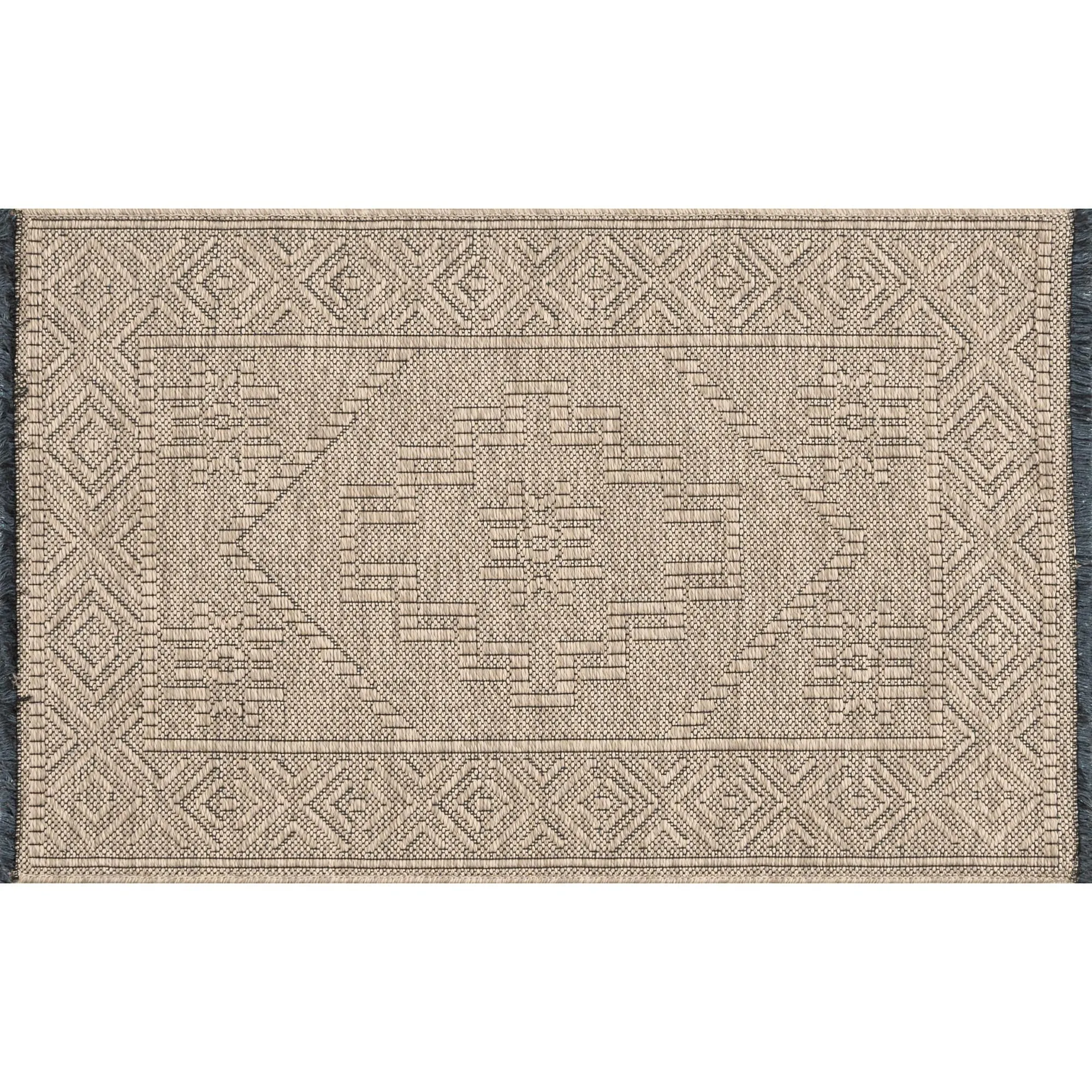 Alameda Solid Color Medallion Machine Washable Indoor Area Rug