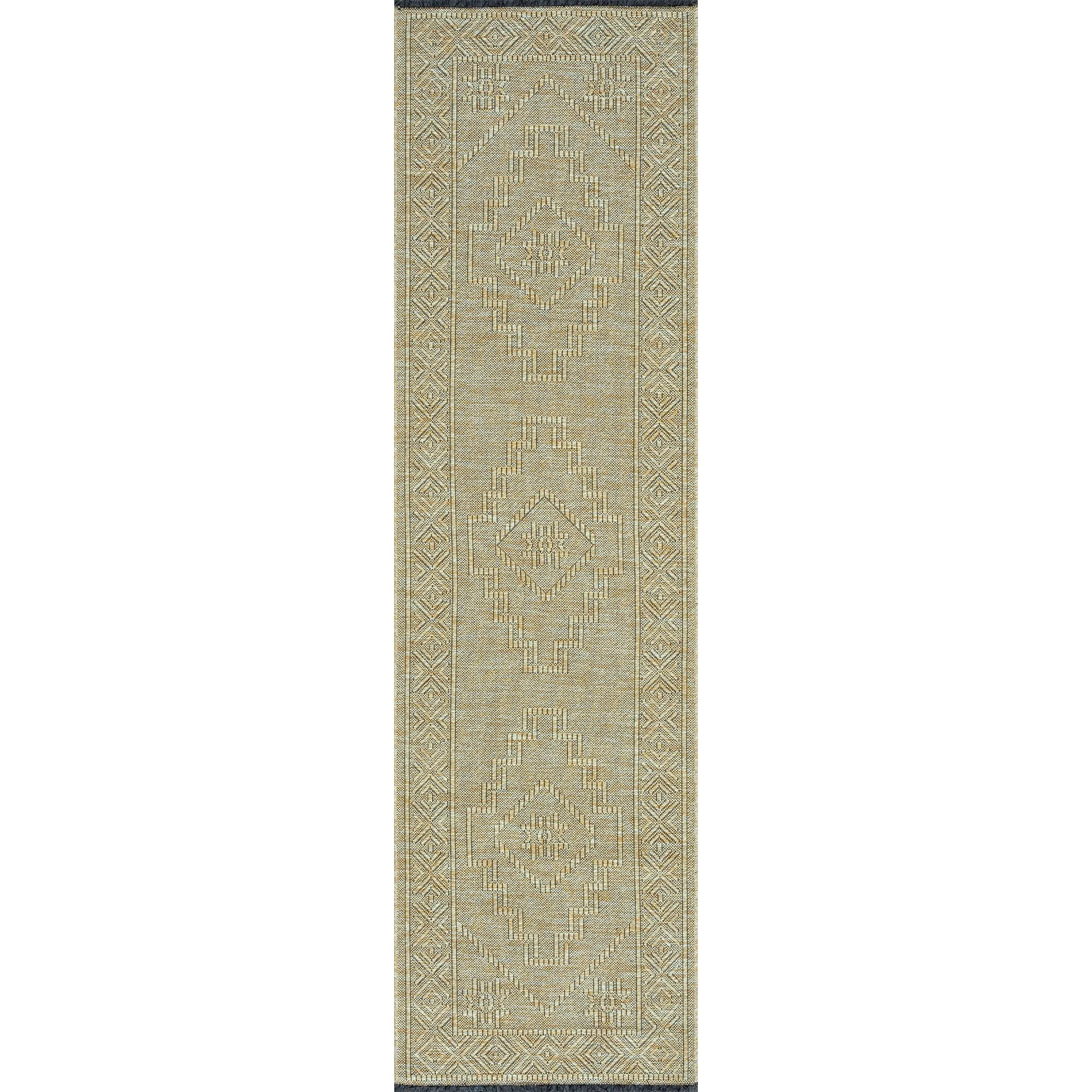 Alameda Solid Color Medallion Machine Washable Indoor Area Rug