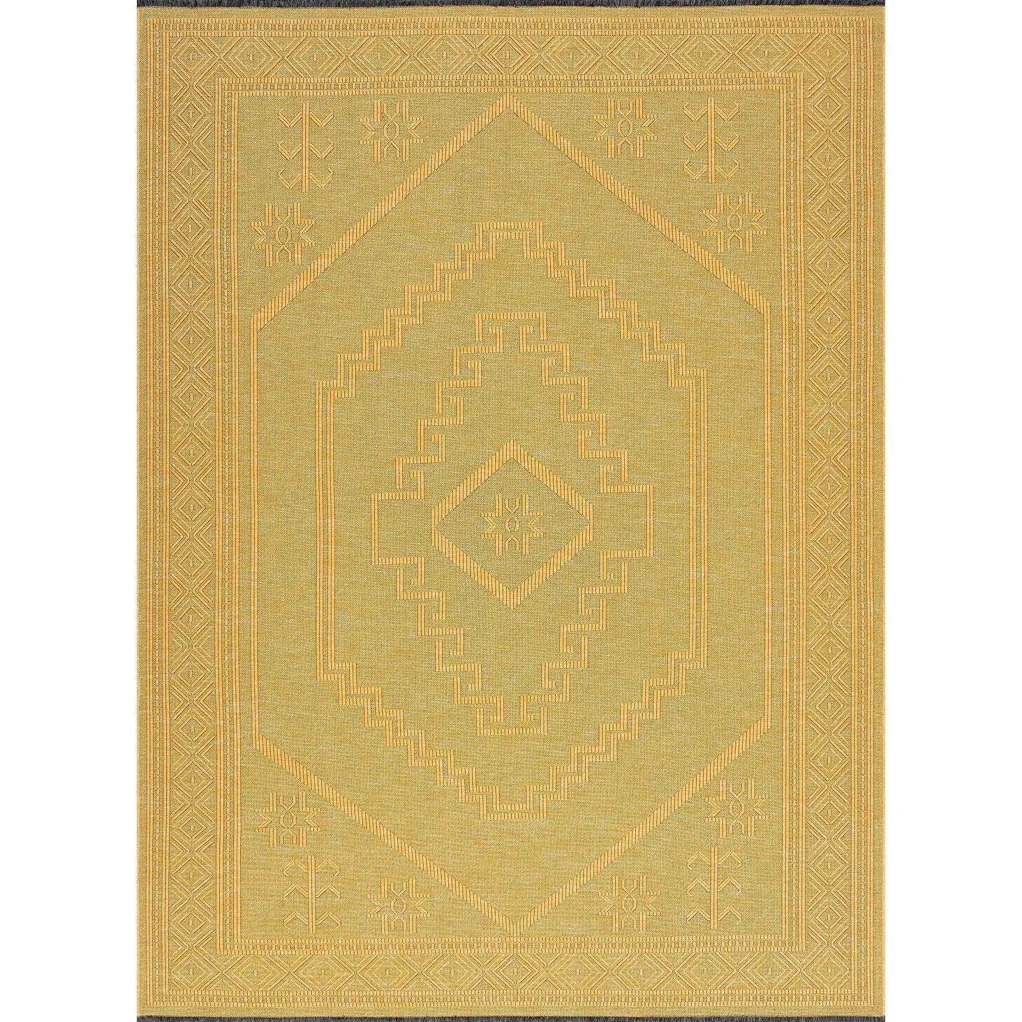 Alameda Solid Color Medallion Machine Washable Indoor Area Rug