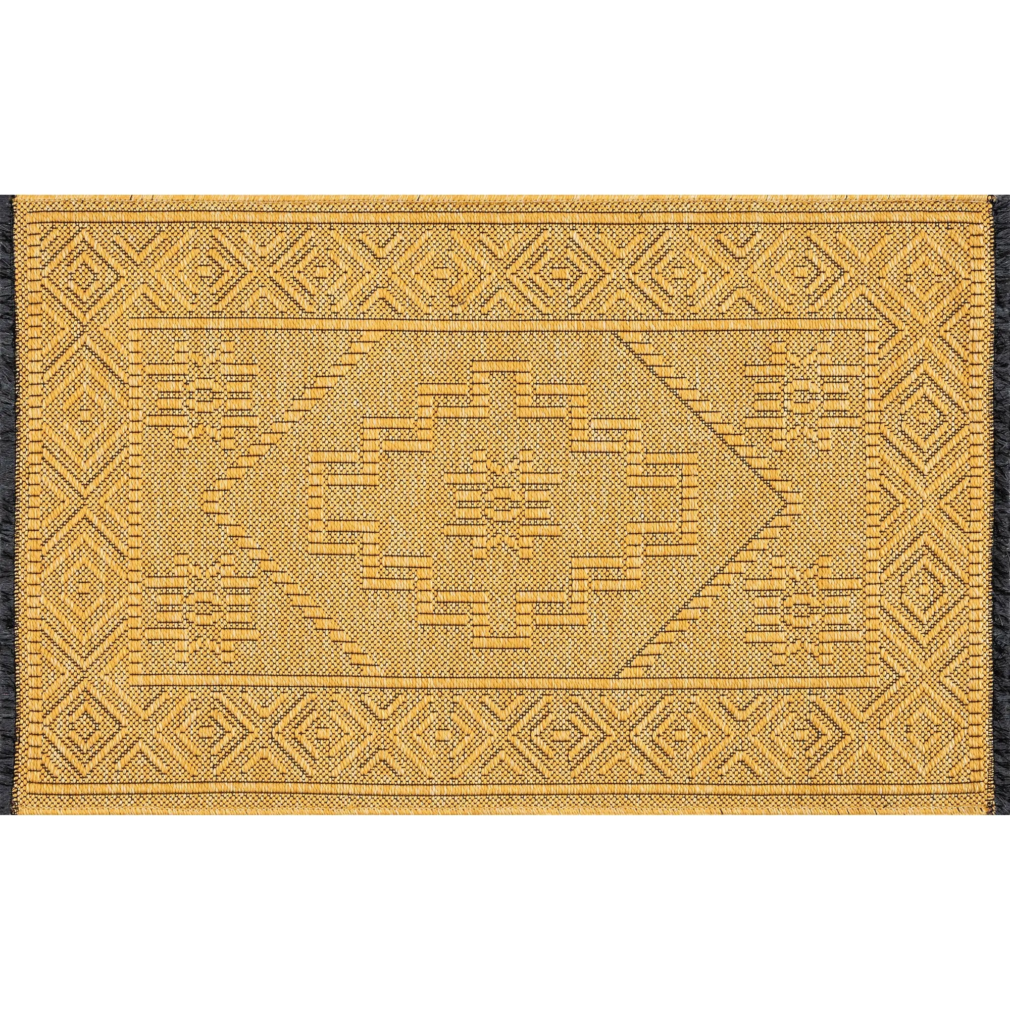 Alameda Solid Color Medallion Machine Washable Indoor Area Rug