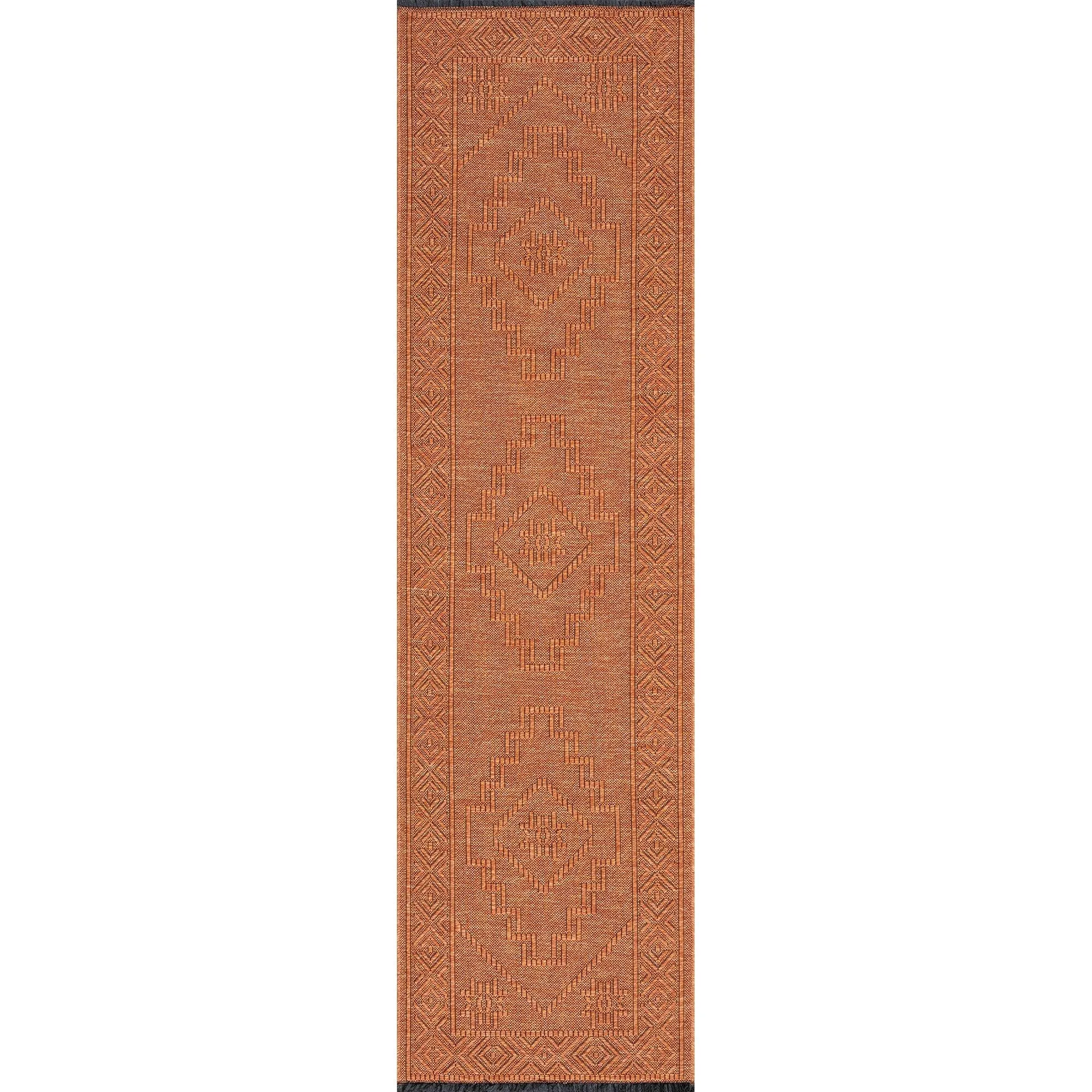 Alameda Solid Color Medallion Machine Washable Indoor Area Rug