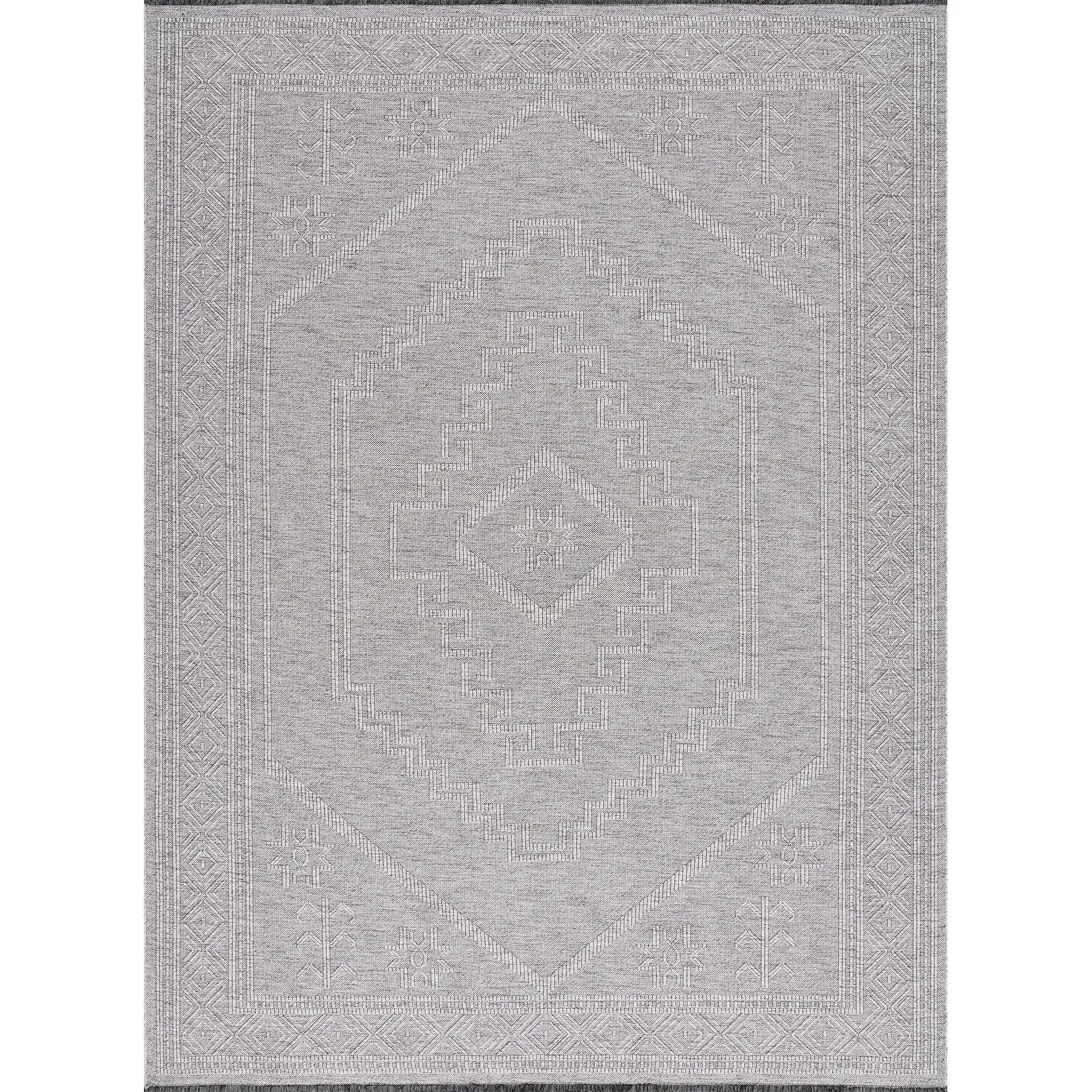 Alameda Solid Color Medallion Machine Washable Indoor Area Rug