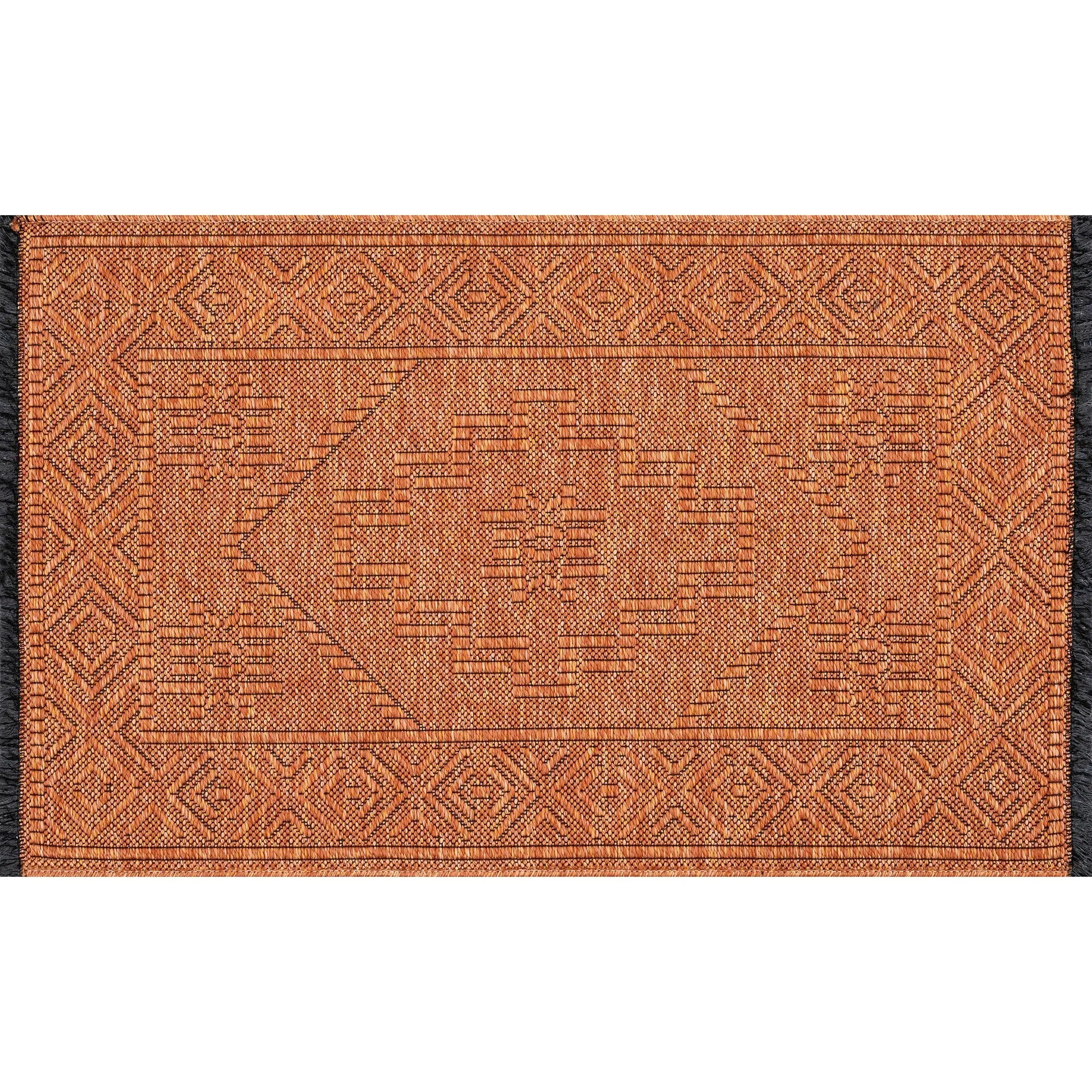 Alameda Solid Color Medallion Machine Washable Indoor Area Rug