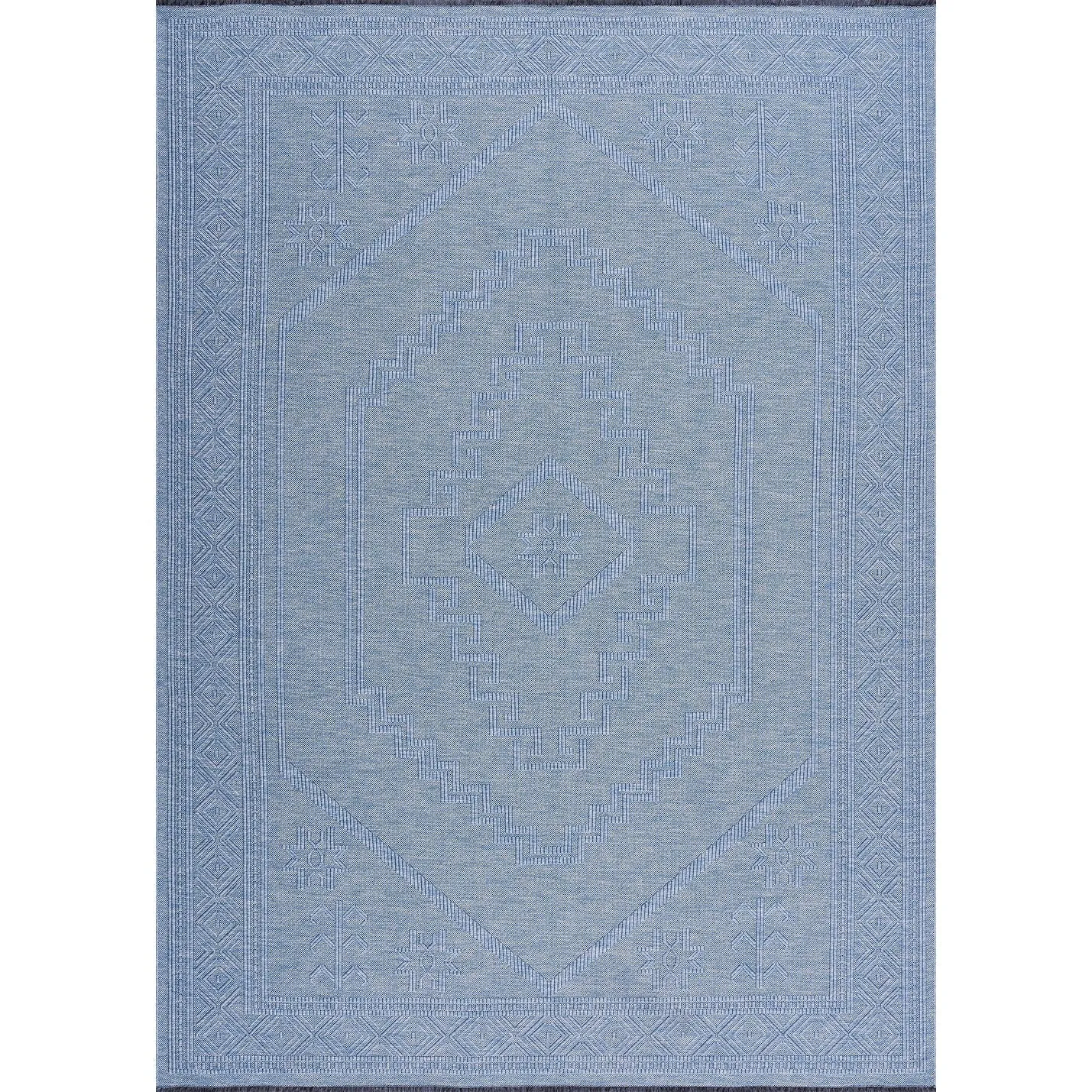 Alameda Solid Color Medallion Machine Washable Indoor Area Rug