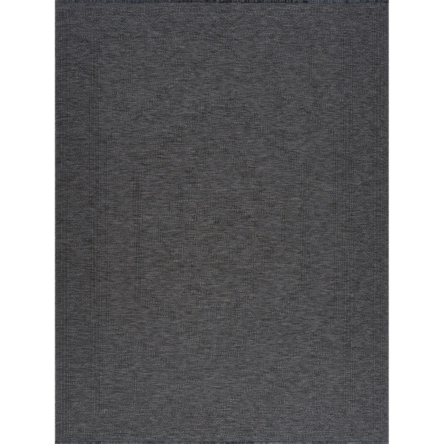 Alameda Solid Color Medallion Machine Washable Indoor Area Rug