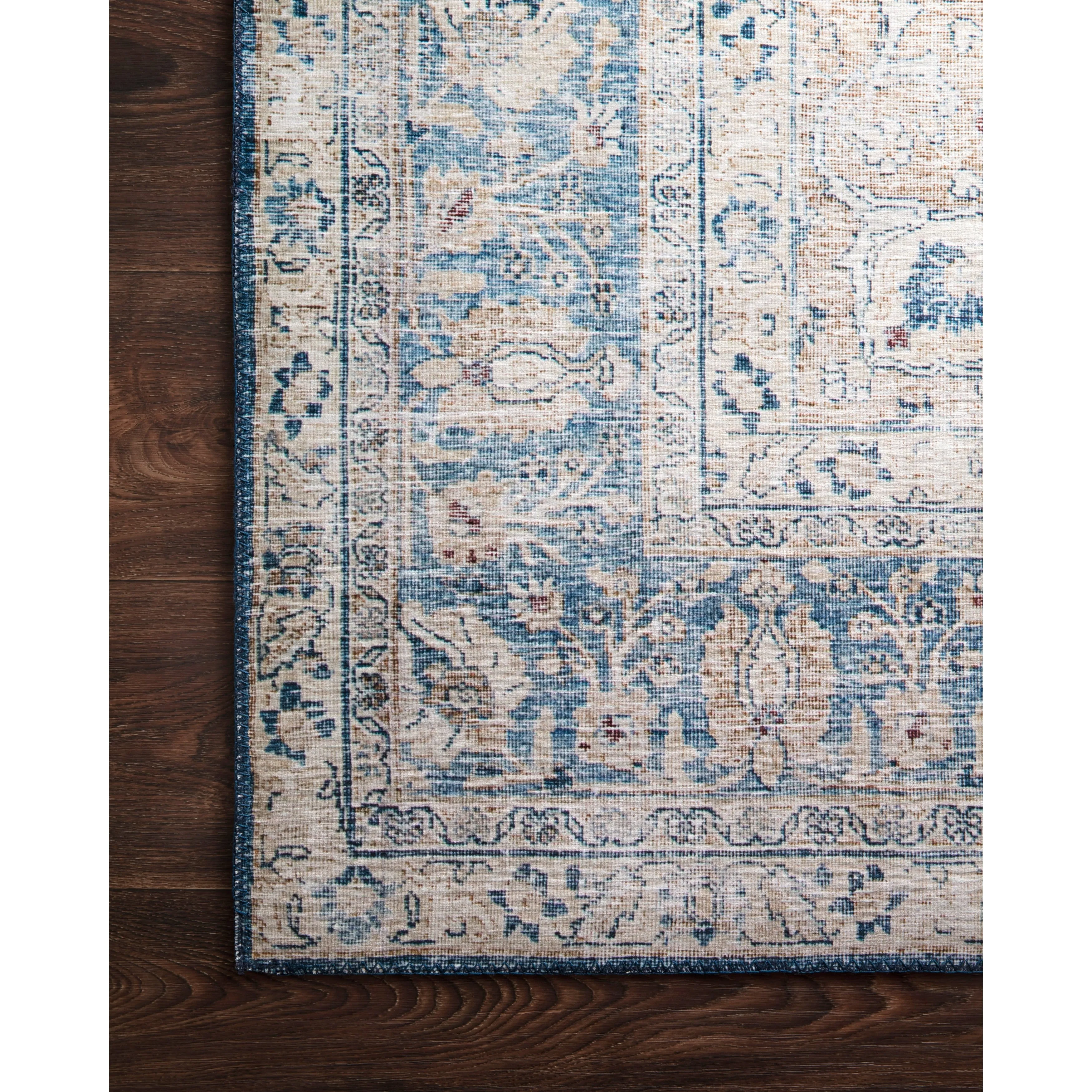 Alexander Home Isabelle Traditional Vintage Border Print Blue Area Rug