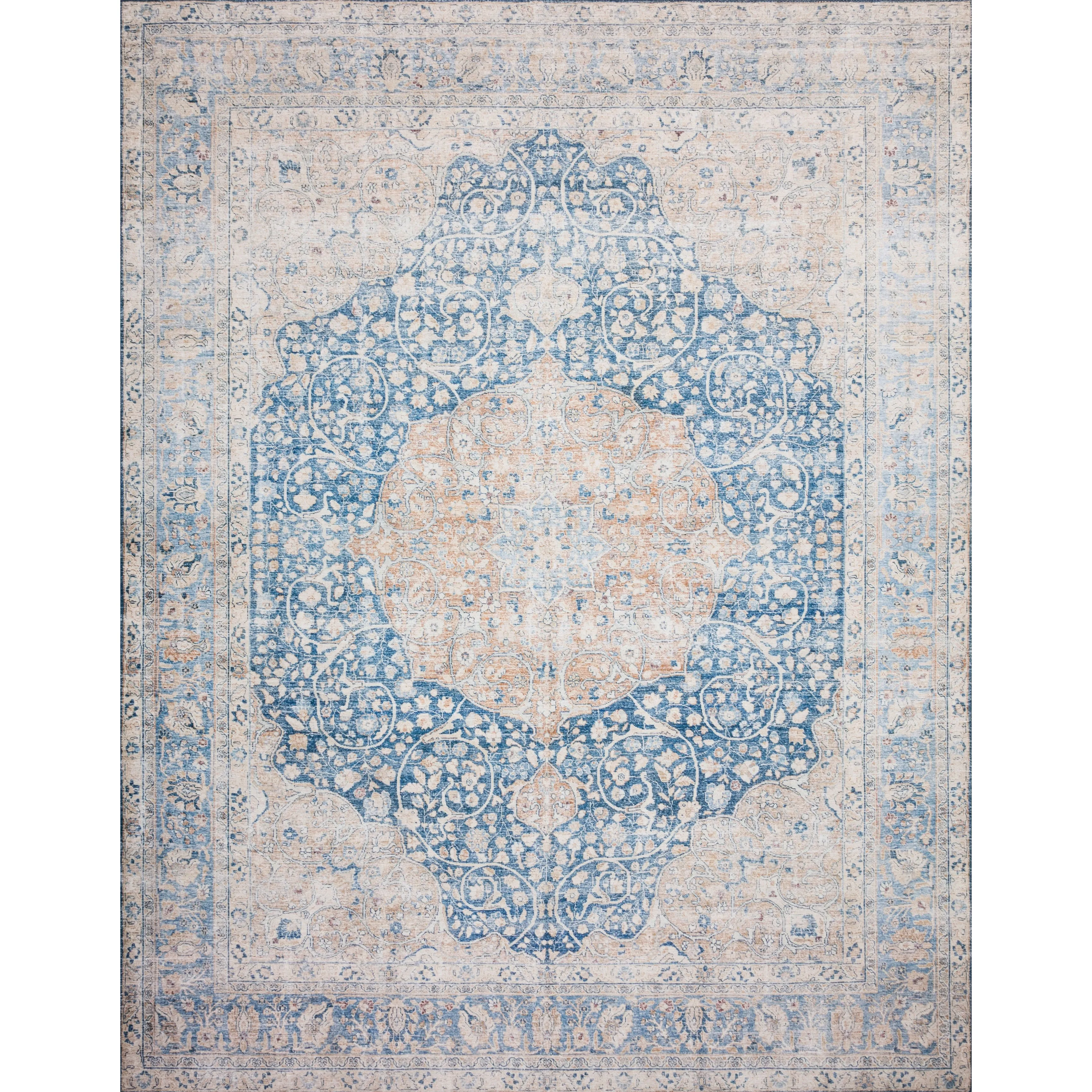 Alexander Home Isabelle Traditional Vintage Border Print Blue Area Rug