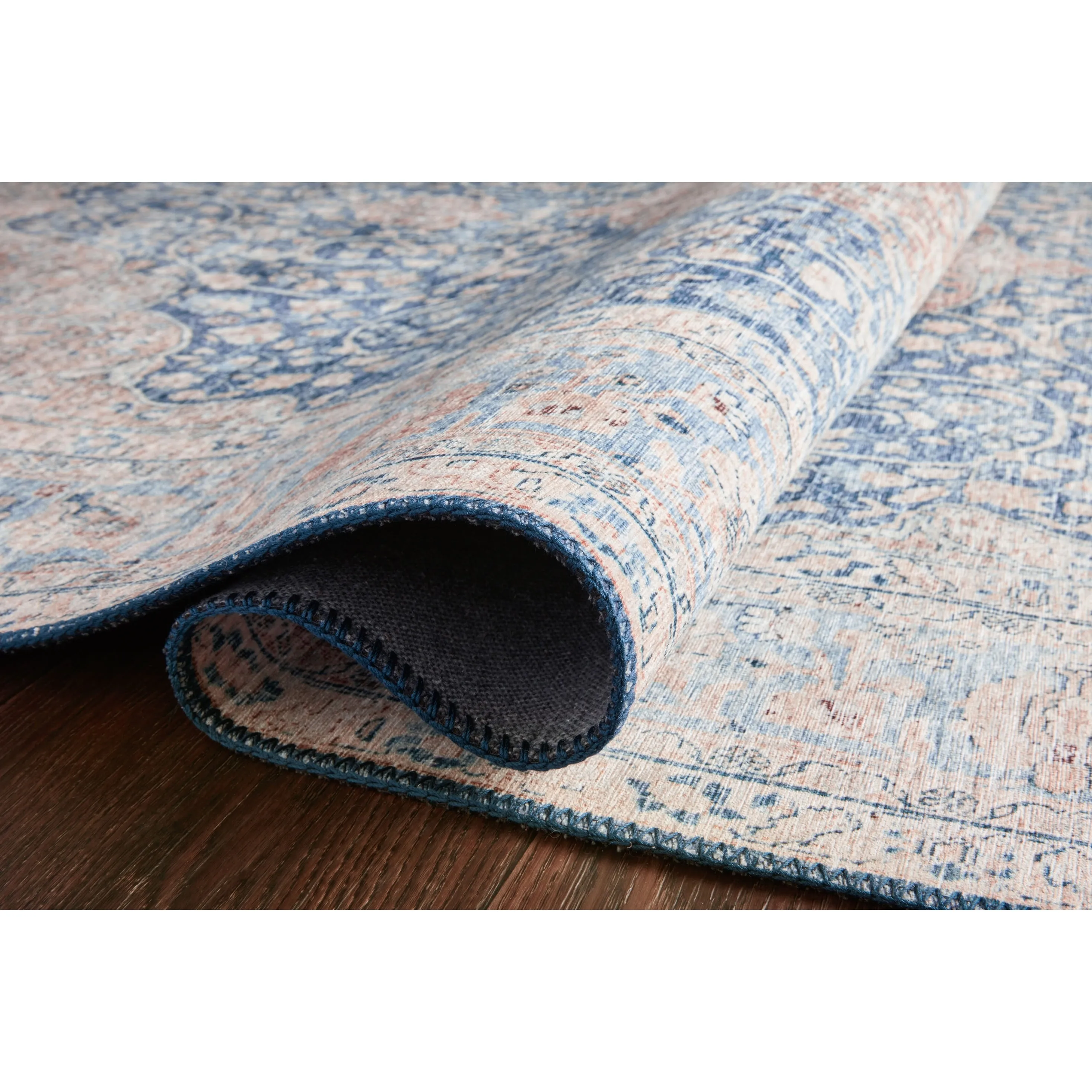 Alexander Home Isabelle Traditional Vintage Border Print Blue Area Rug