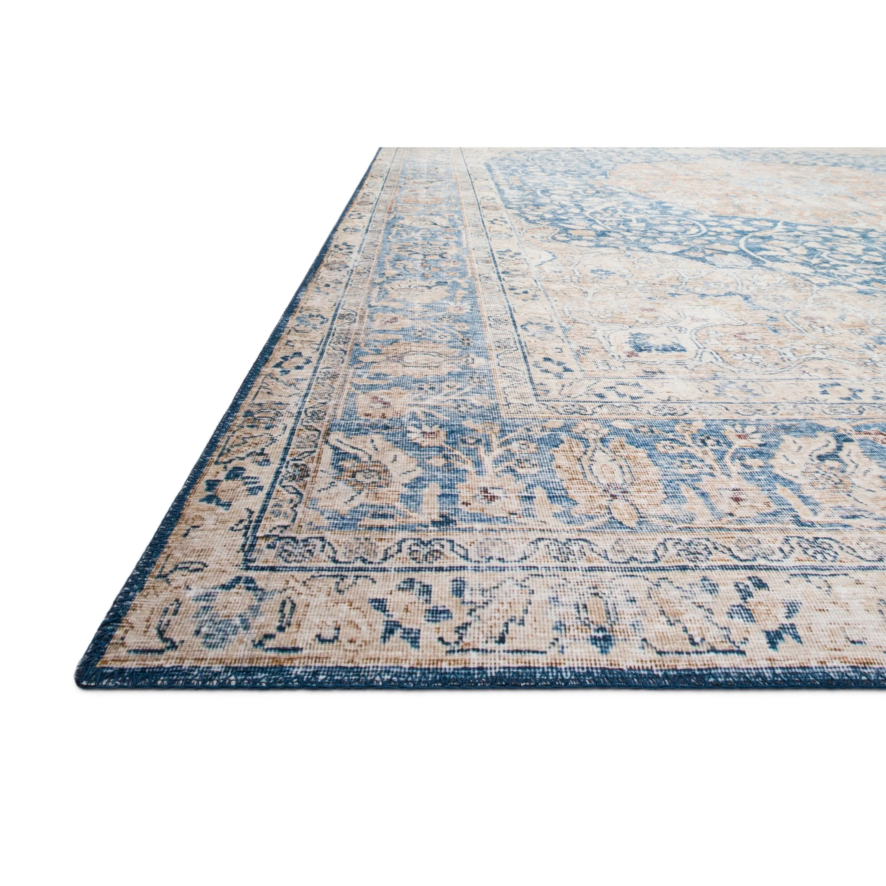Alexander Home Isabelle Traditional Vintage Border Print Blue Area Rug