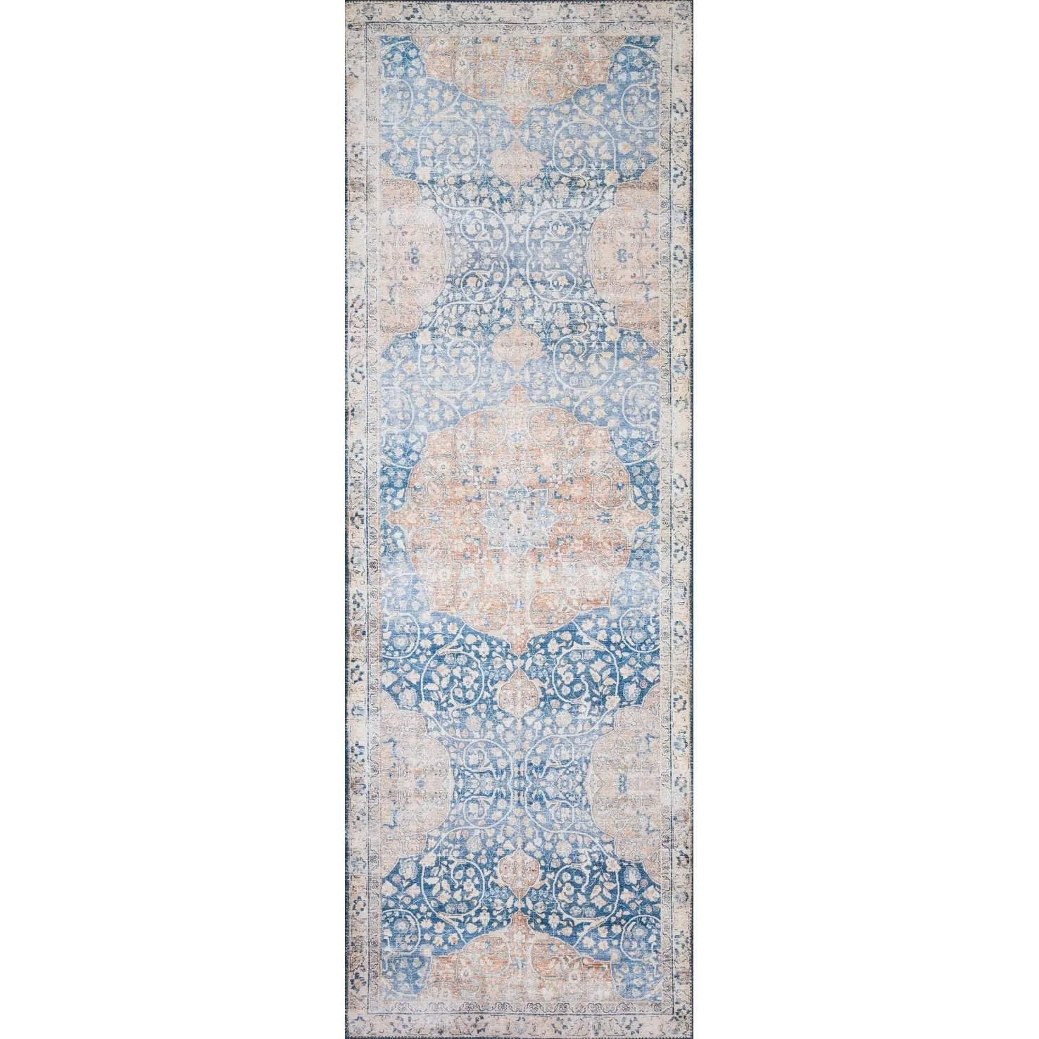 Alexander Home Isabelle Traditional Vintage Border Print Blue Area Rug
