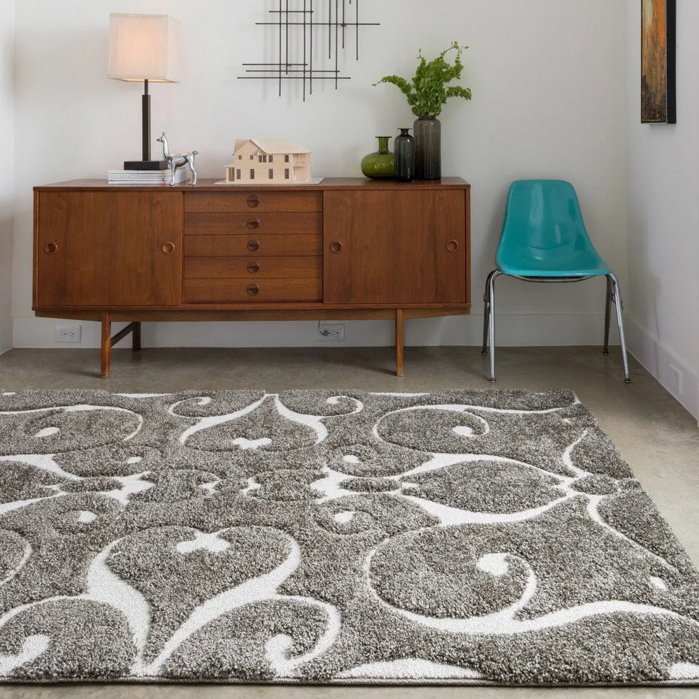 Alexander Home Julian Transitional Scroll Shag Area Rug