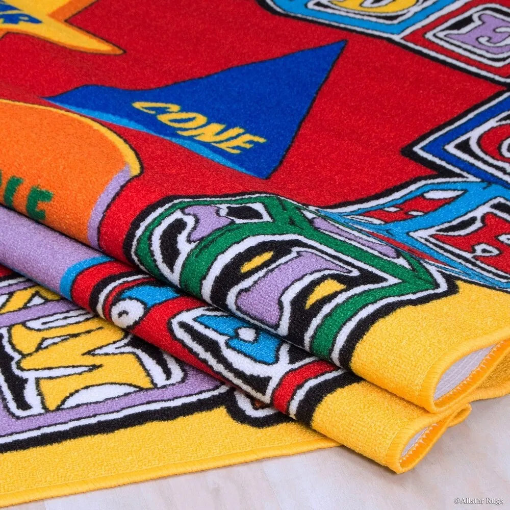 Allstar Kids Learn Alphabet Letters Shapes Football Rug