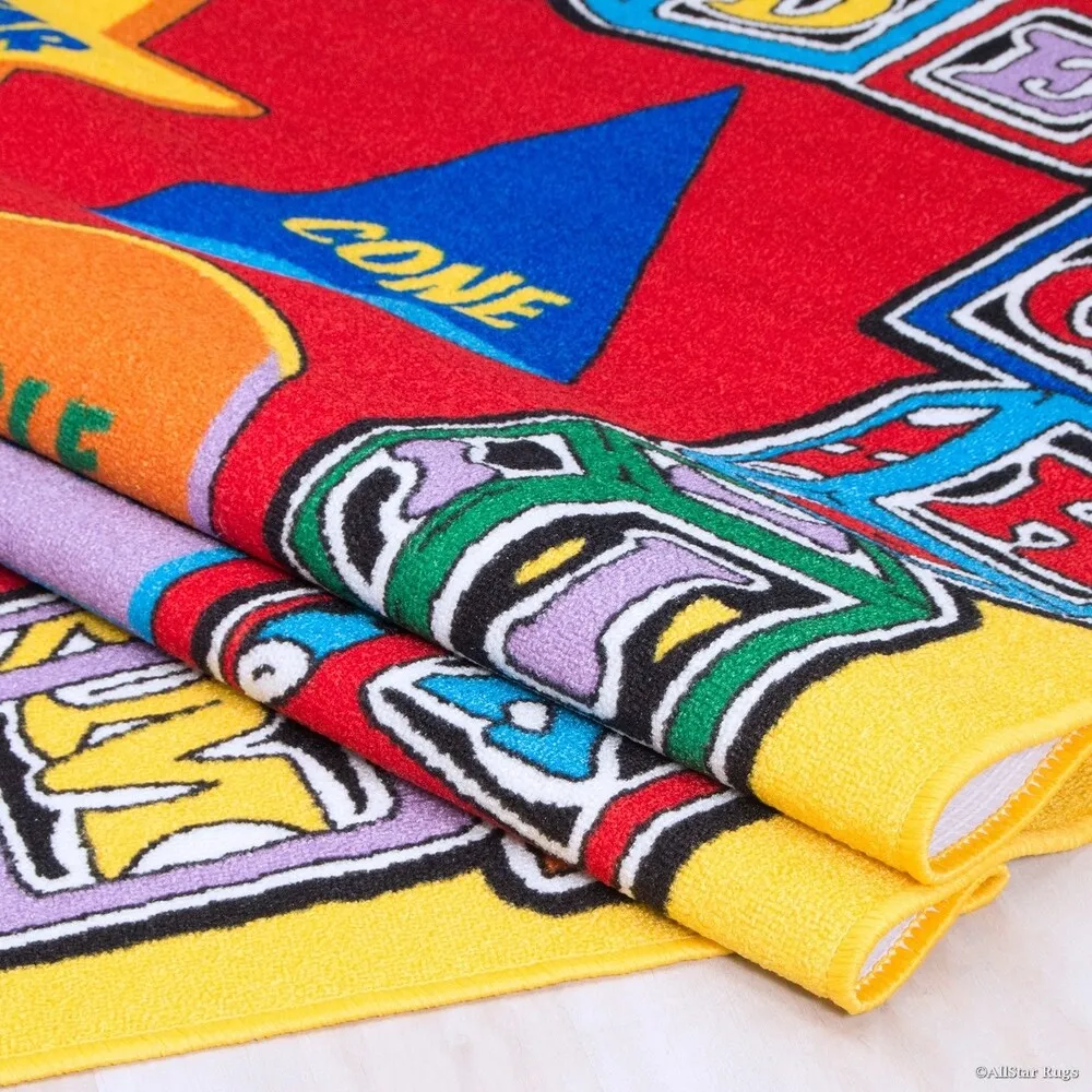 Allstar Kids Learn Alphabet Letters Shapes Football Rug
