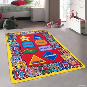 Allstar Kids Learn Alphabet Letters Shapes Football Rug