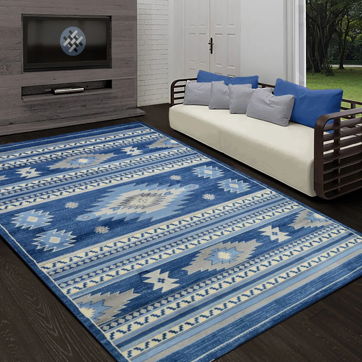 Allstar Tribal Accent Rug with Shamanic Eye design