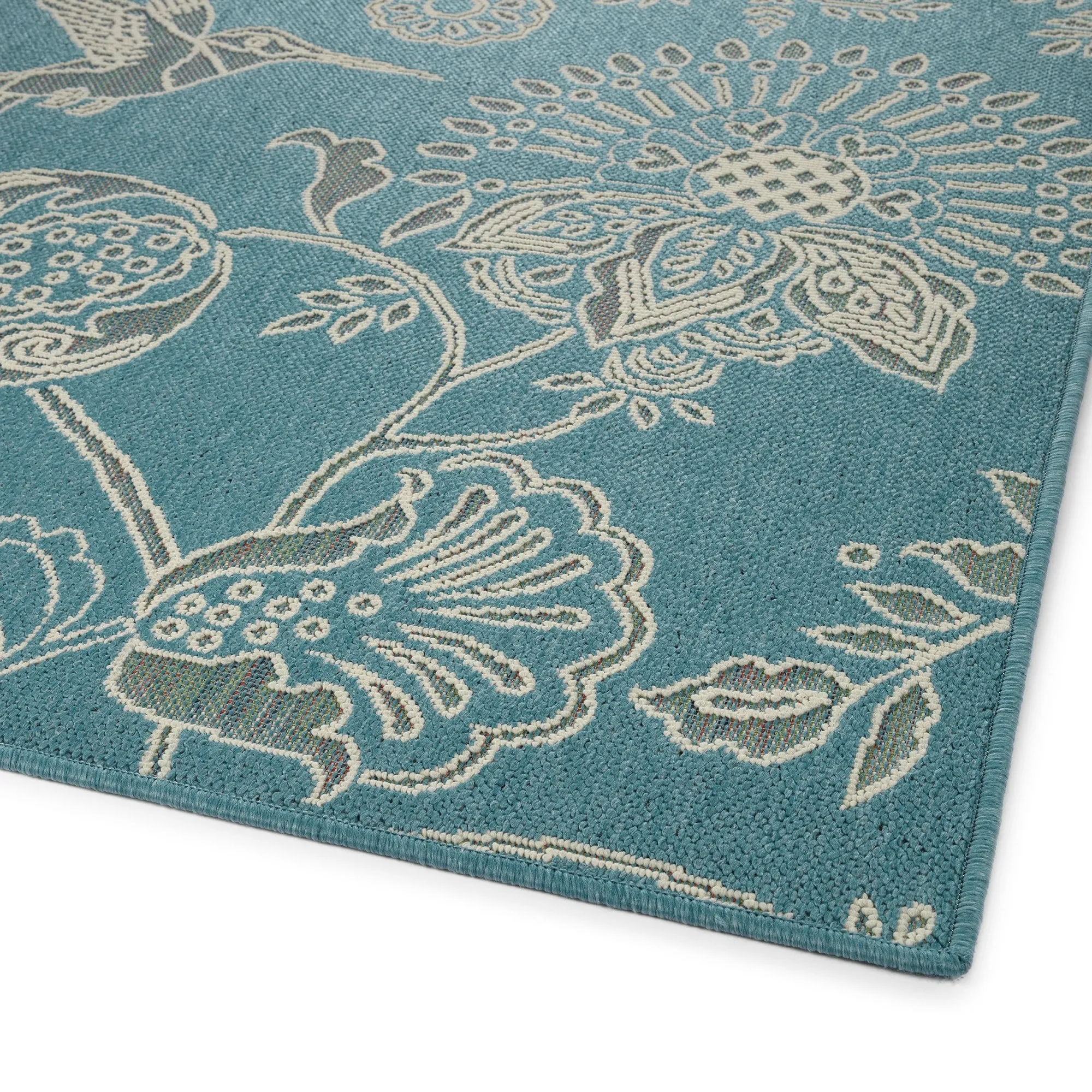 Amalie Geometric Border Coastal Polypropylene Indoor/ Outdoor Area Rug