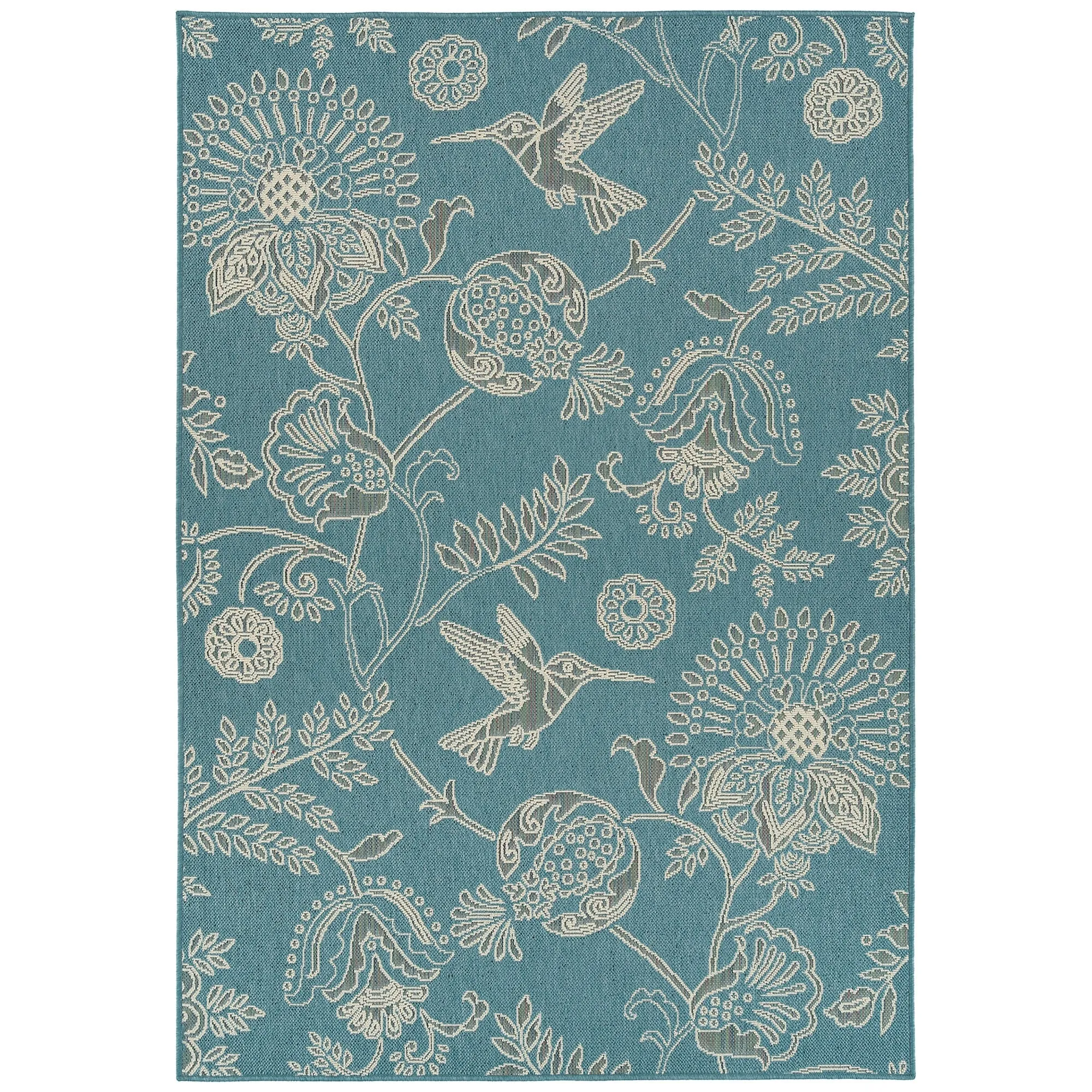 Amalie Geometric Border Coastal Polypropylene Indoor/ Outdoor Area Rug