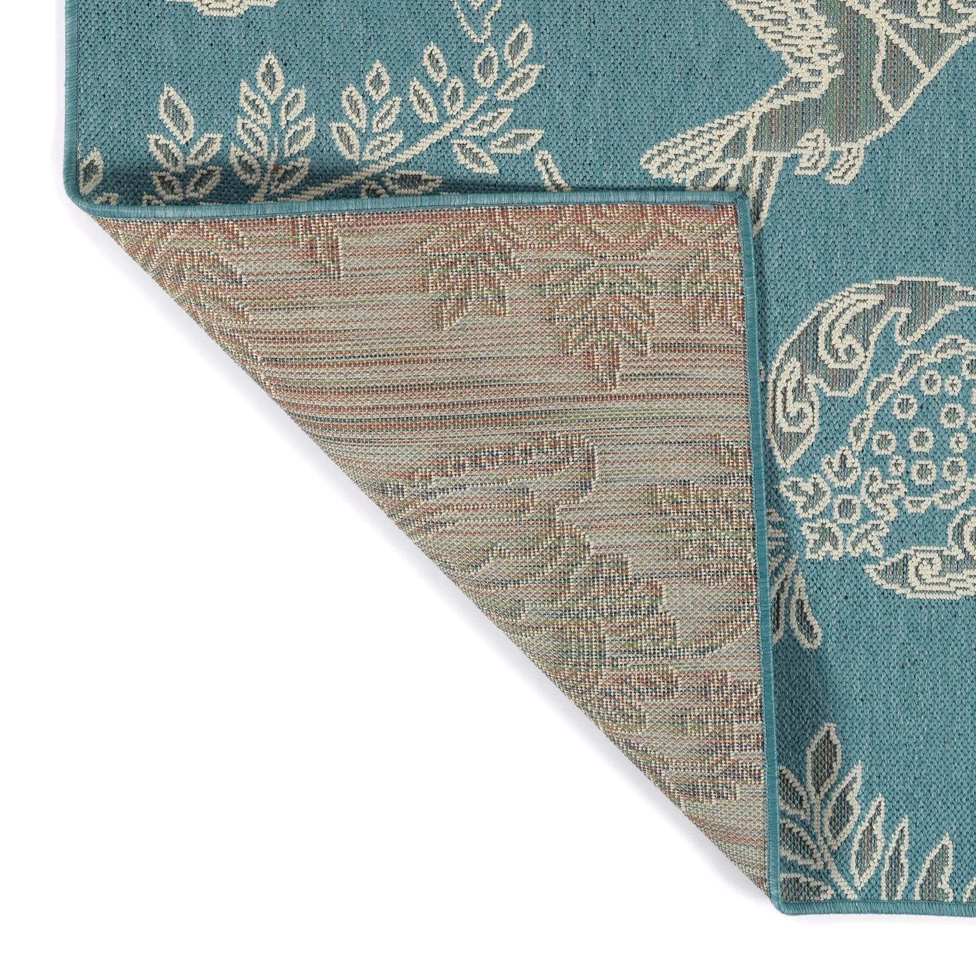 Amalie Geometric Border Coastal Polypropylene Indoor/ Outdoor Area Rug