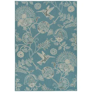 Amalie Geometric Border Coastal Polypropylene Indoor/ Outdoor Area Rug
