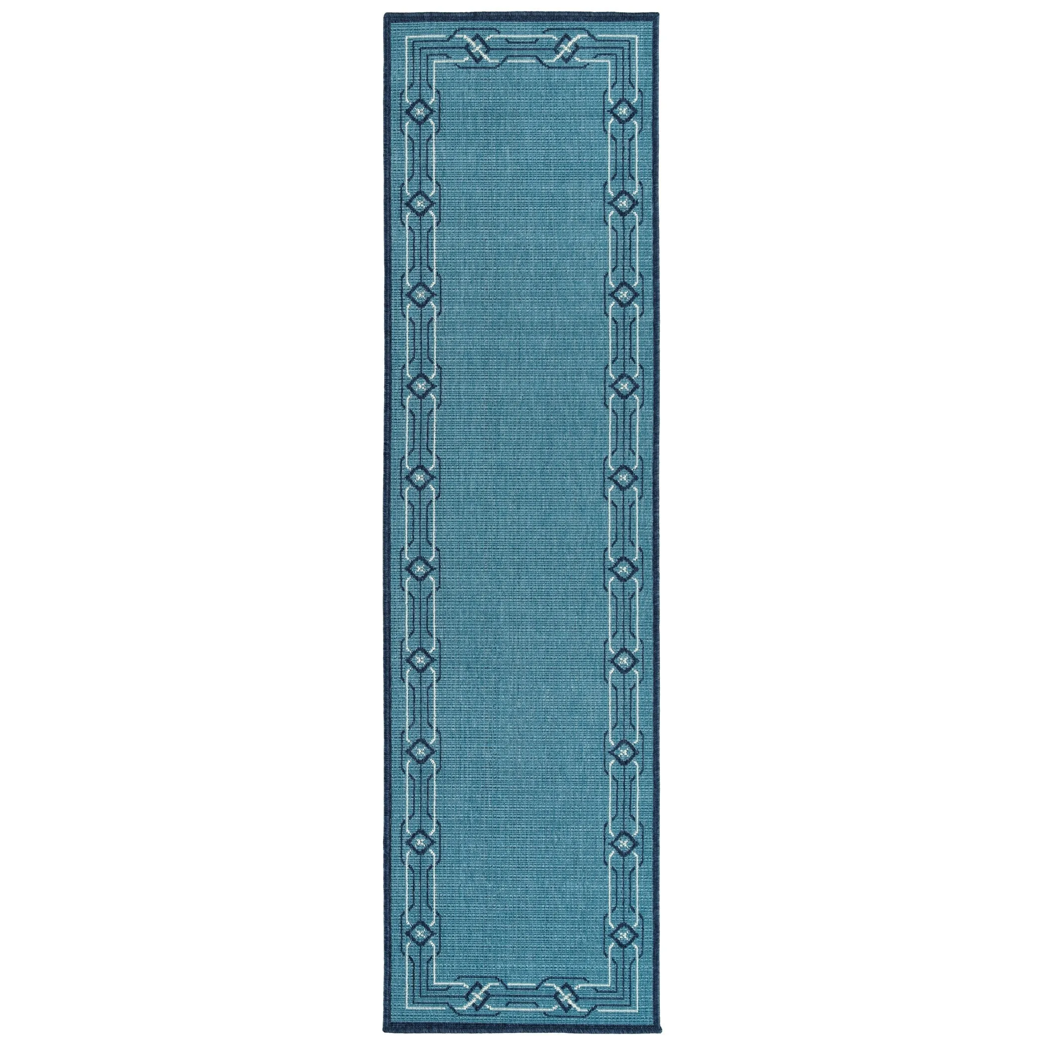 Ambrosi Nautical Geometric Border Indoor/ Outdoor Area Rug