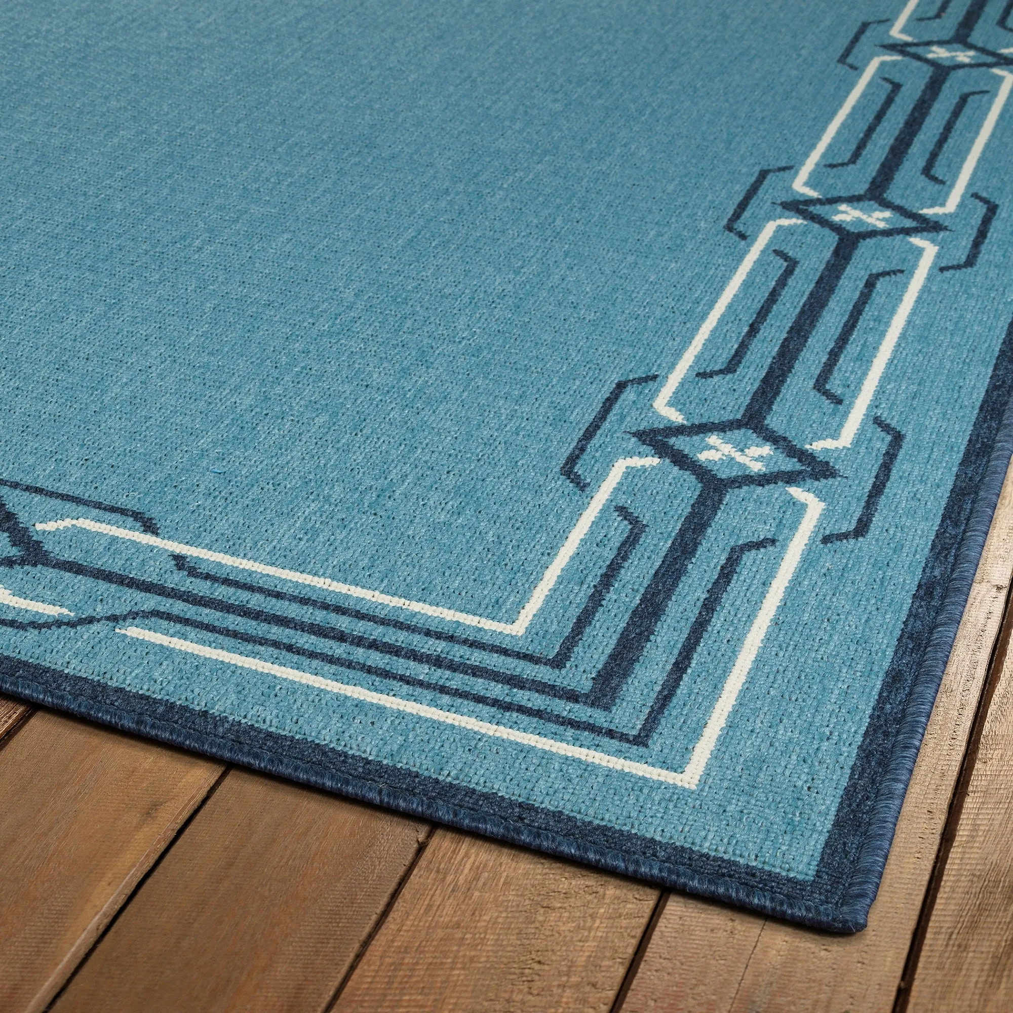 Ambrosi Nautical Geometric Border Indoor/ Outdoor Area Rug