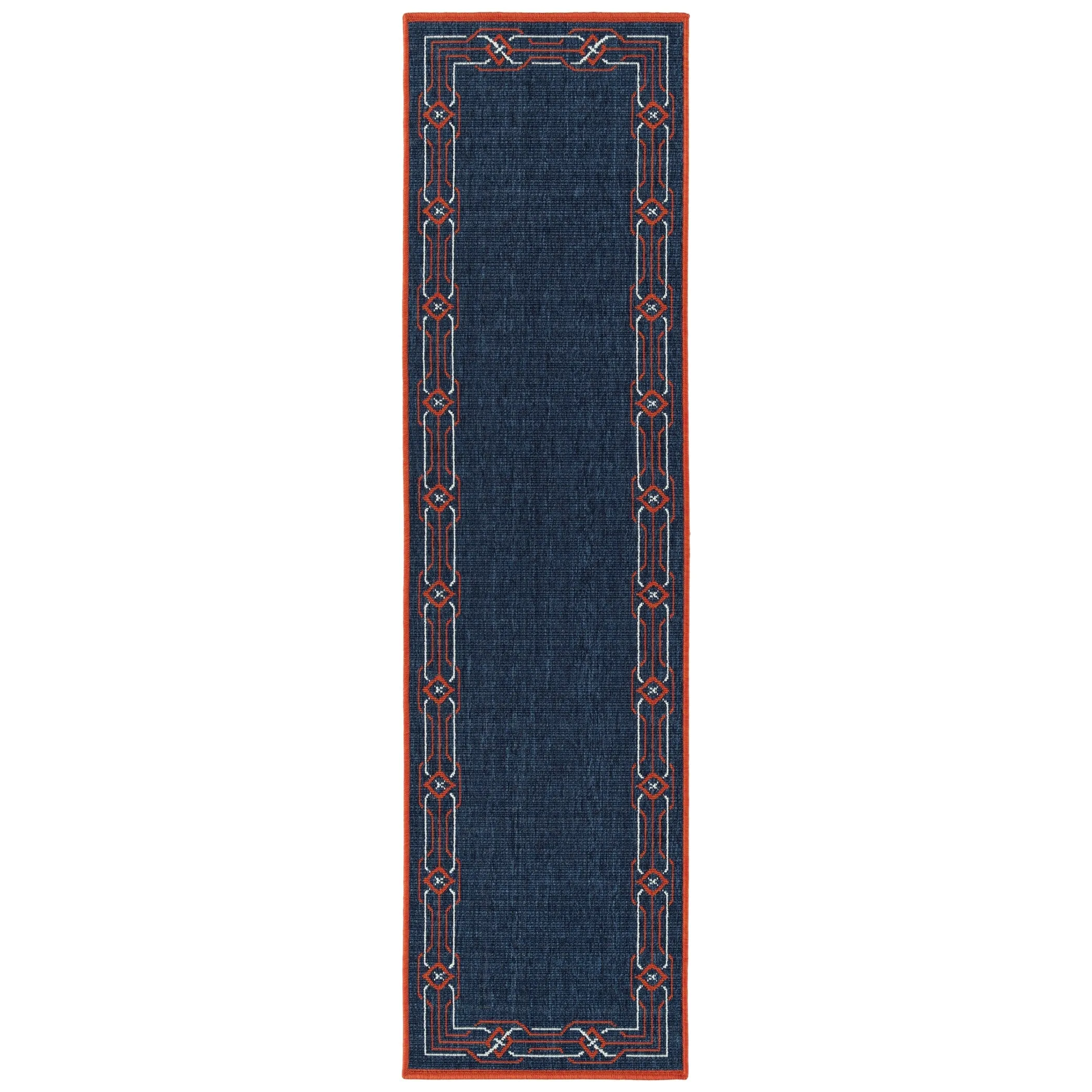 Ambrosi Nautical Geometric Border Indoor/ Outdoor Area Rug