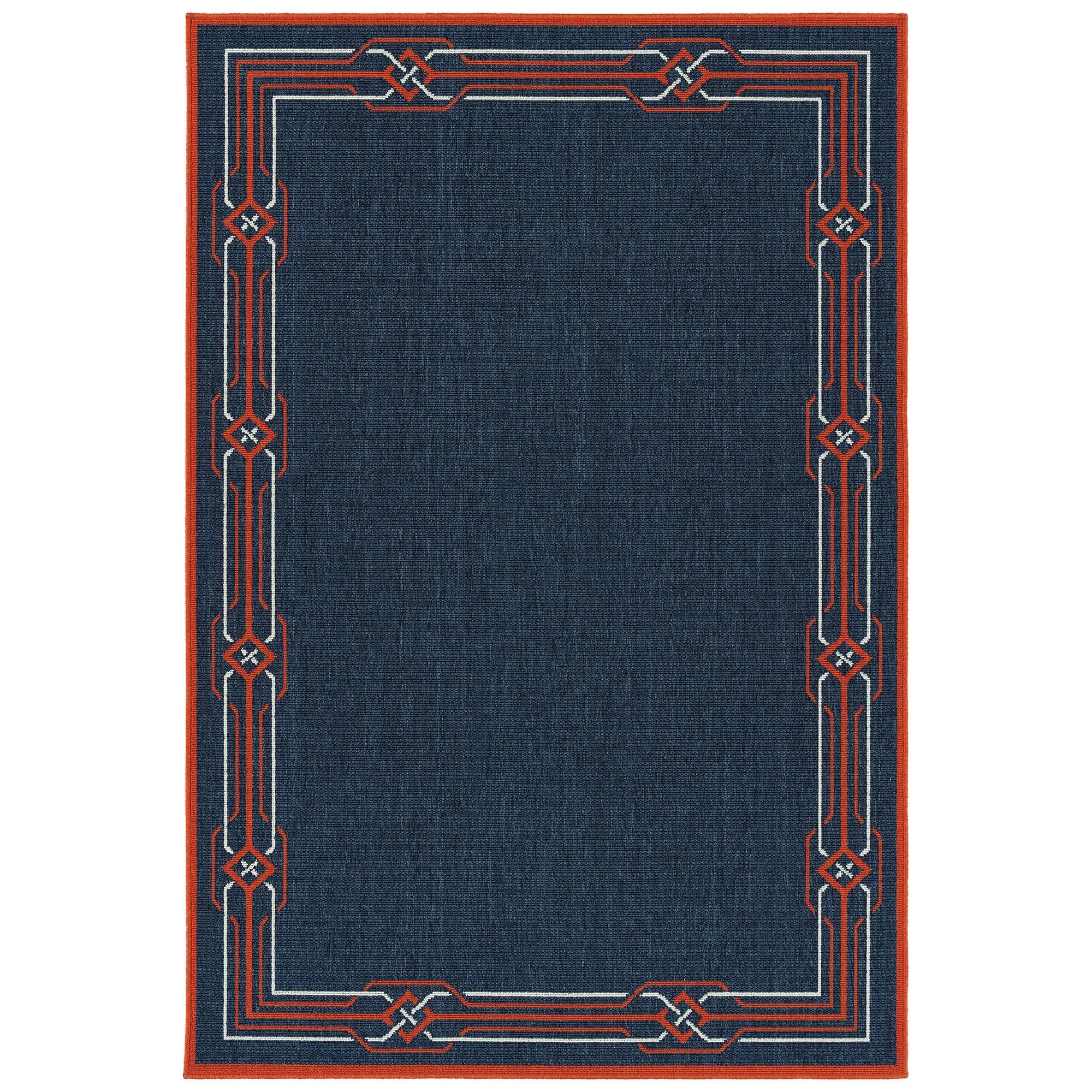 Ambrosi Nautical Geometric Border Indoor/ Outdoor Area Rug
