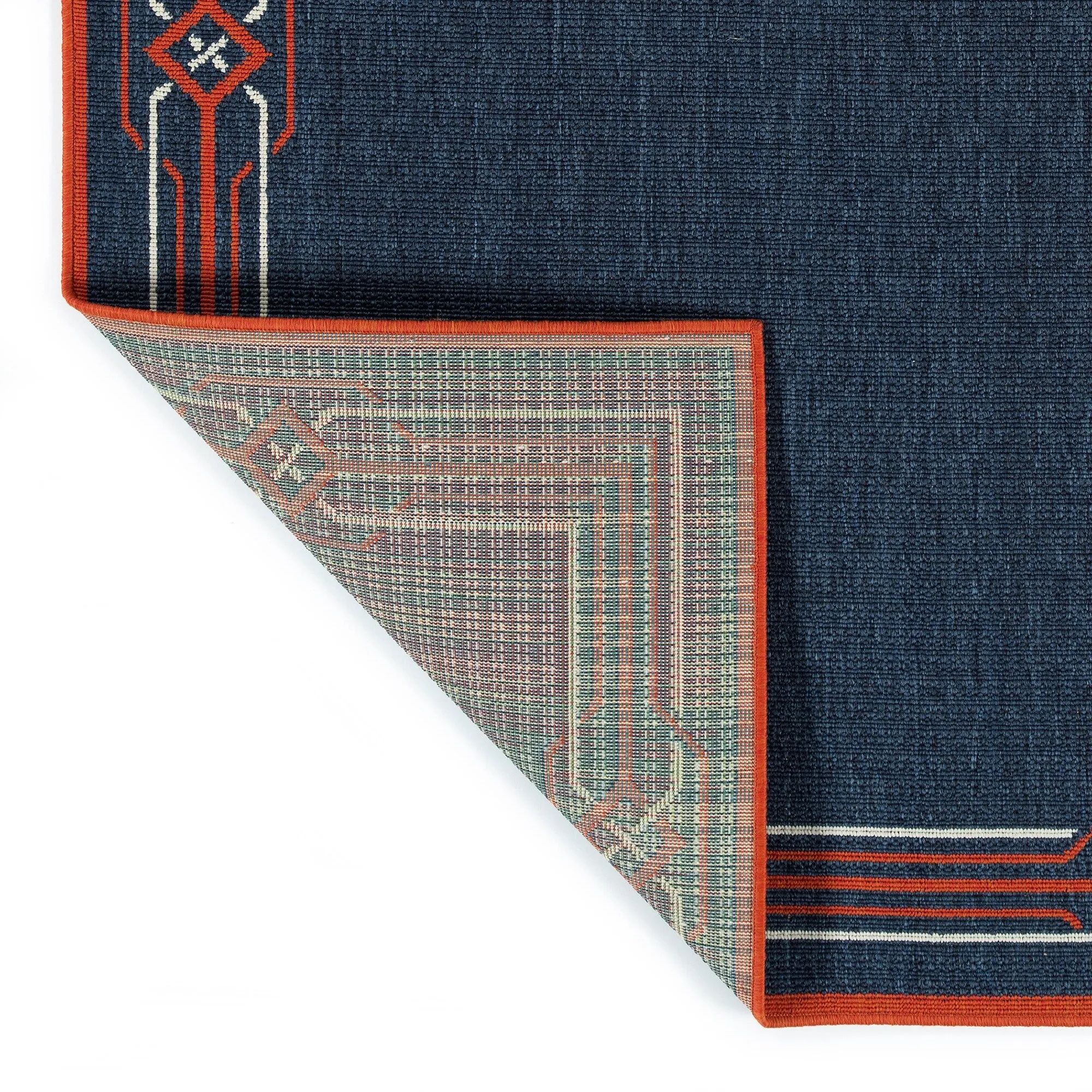 Ambrosi Nautical Geometric Border Indoor/ Outdoor Area Rug