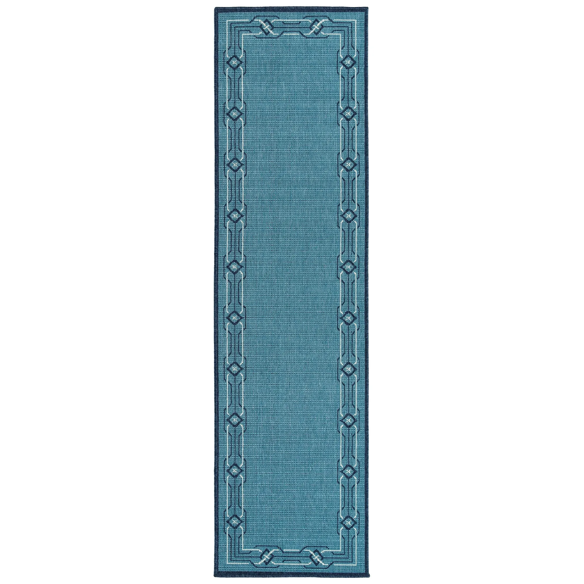 Ambrosi Nautical Geometric Border Indoor/ Outdoor Area Rug