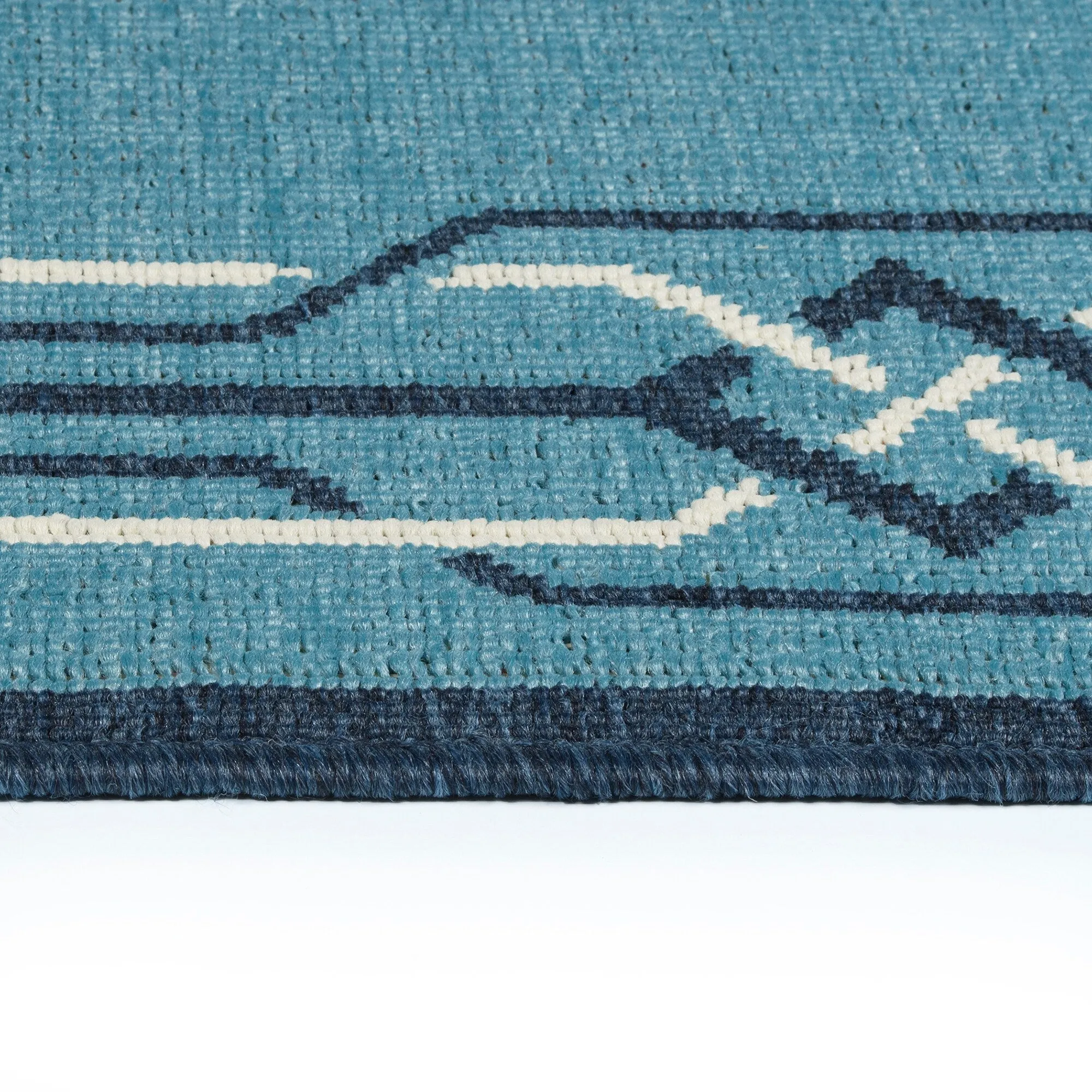 Ambrosi Nautical Geometric Border Indoor/ Outdoor Area Rug
