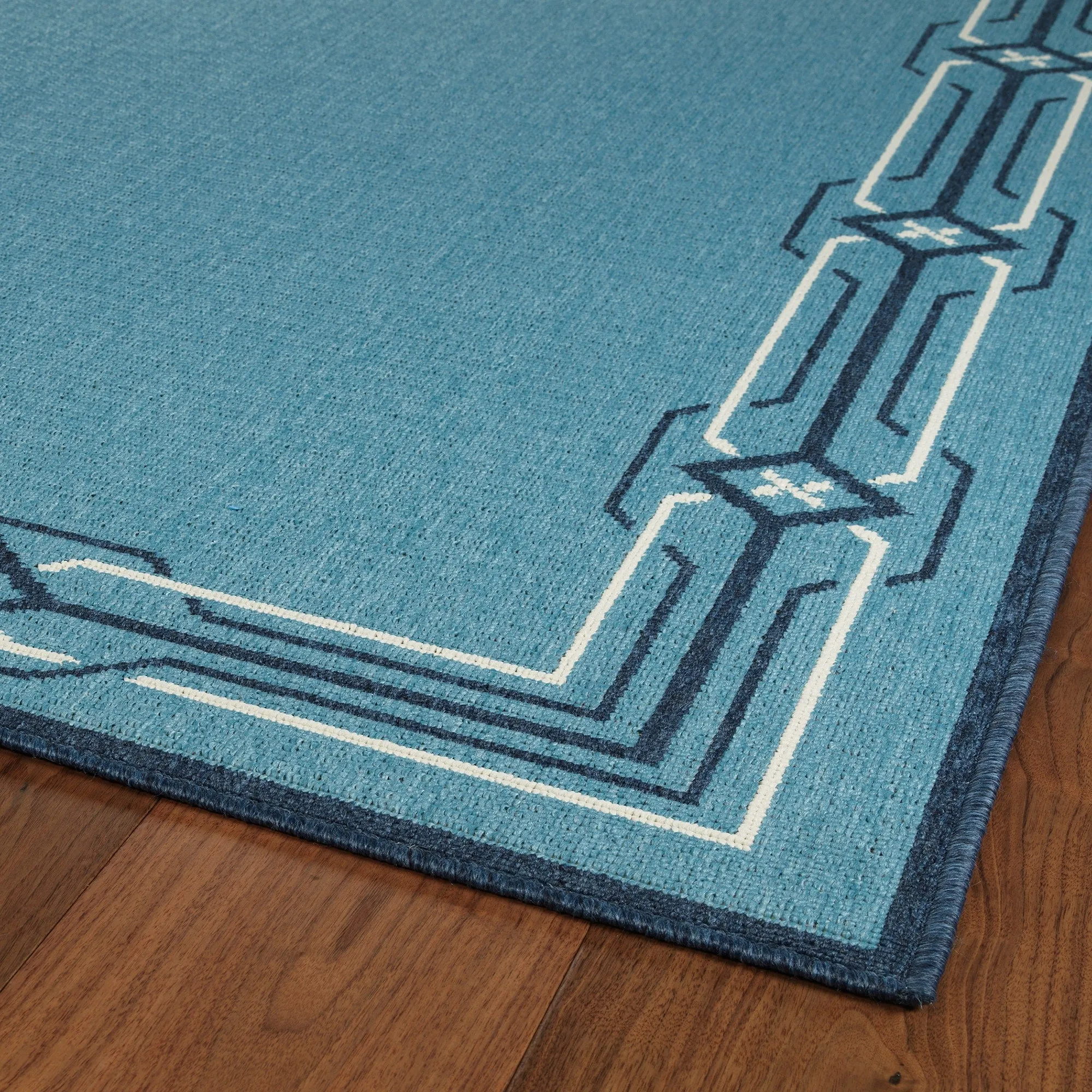 Ambrosi Nautical Geometric Border Indoor/ Outdoor Area Rug