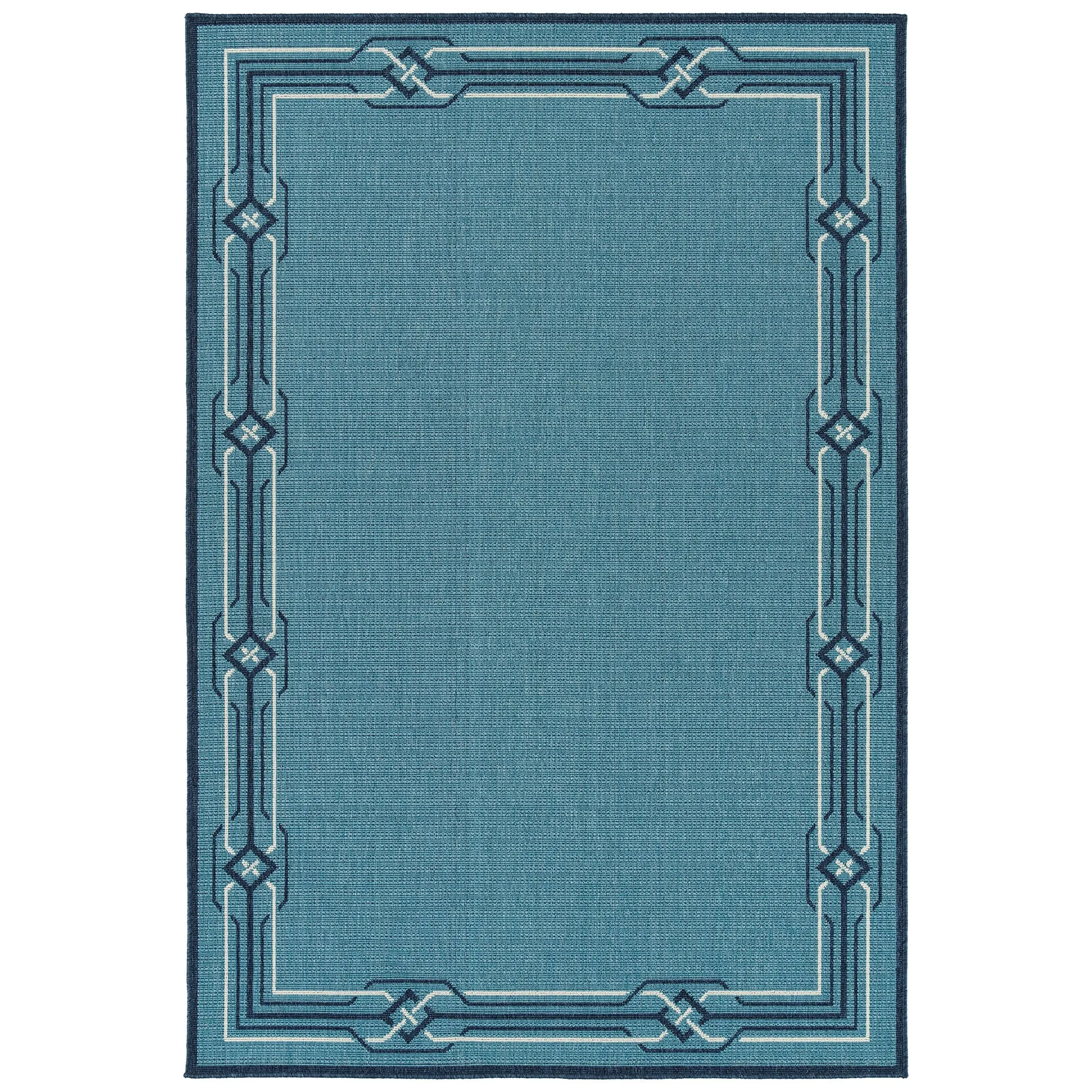 Ambrosi Nautical Geometric Border Indoor/ Outdoor Area Rug