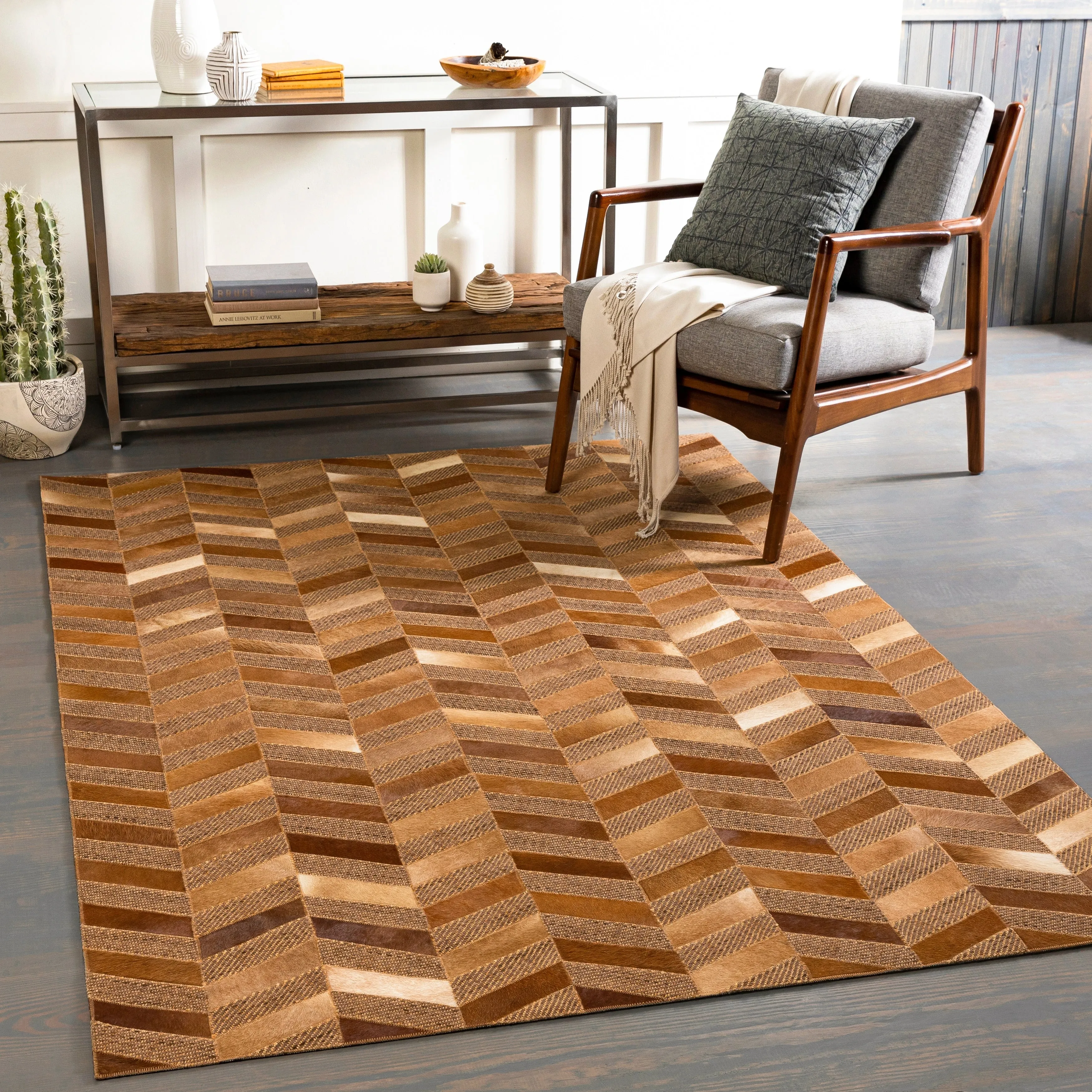 Artistic Weavers Arcangelo Modern Hair-on-hide Leather Area Rug