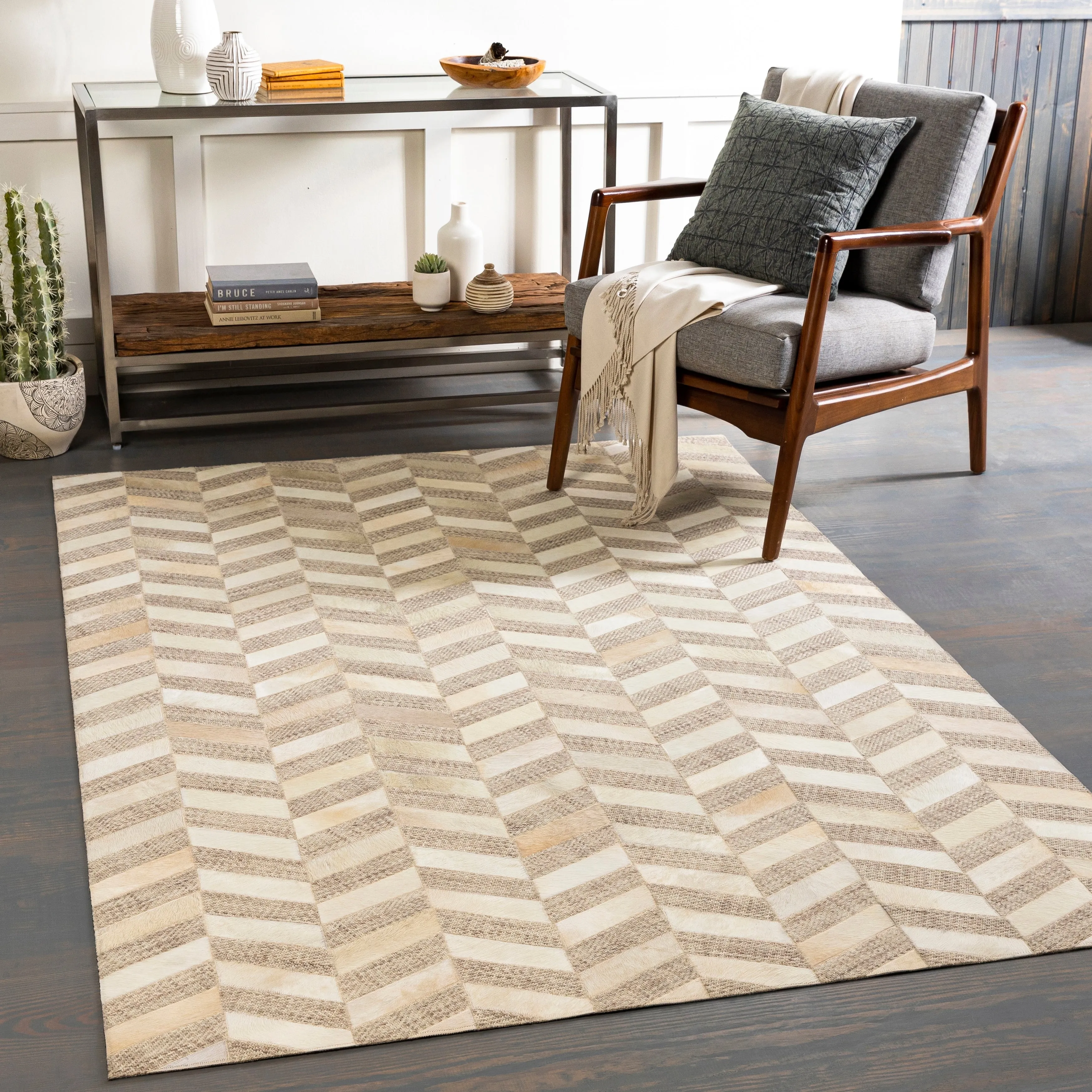 Artistic Weavers Arcangelo Modern Hair-on-hide Leather Area Rug