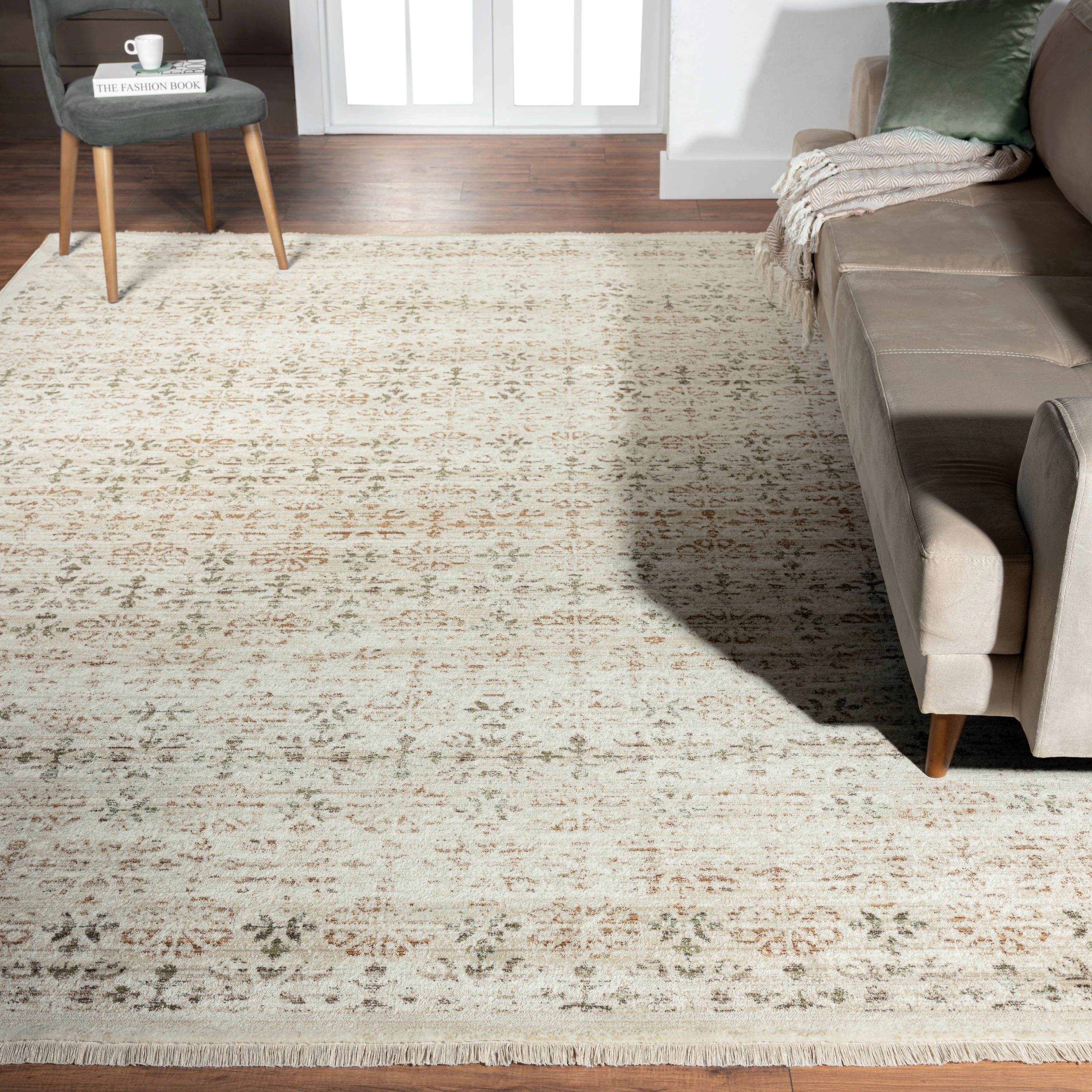 Aurora Transitional Bordered Performance Area Rug
