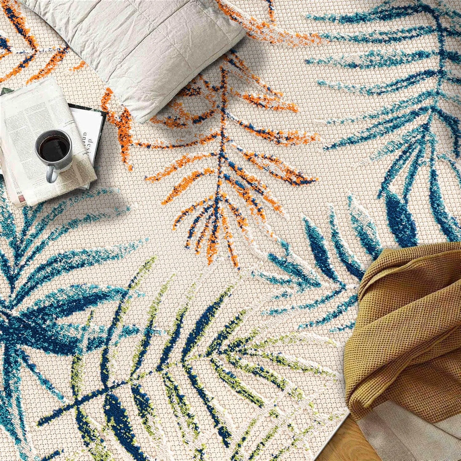 Bahama Palm Frond Floral Indoor/Outdoor Area Rug