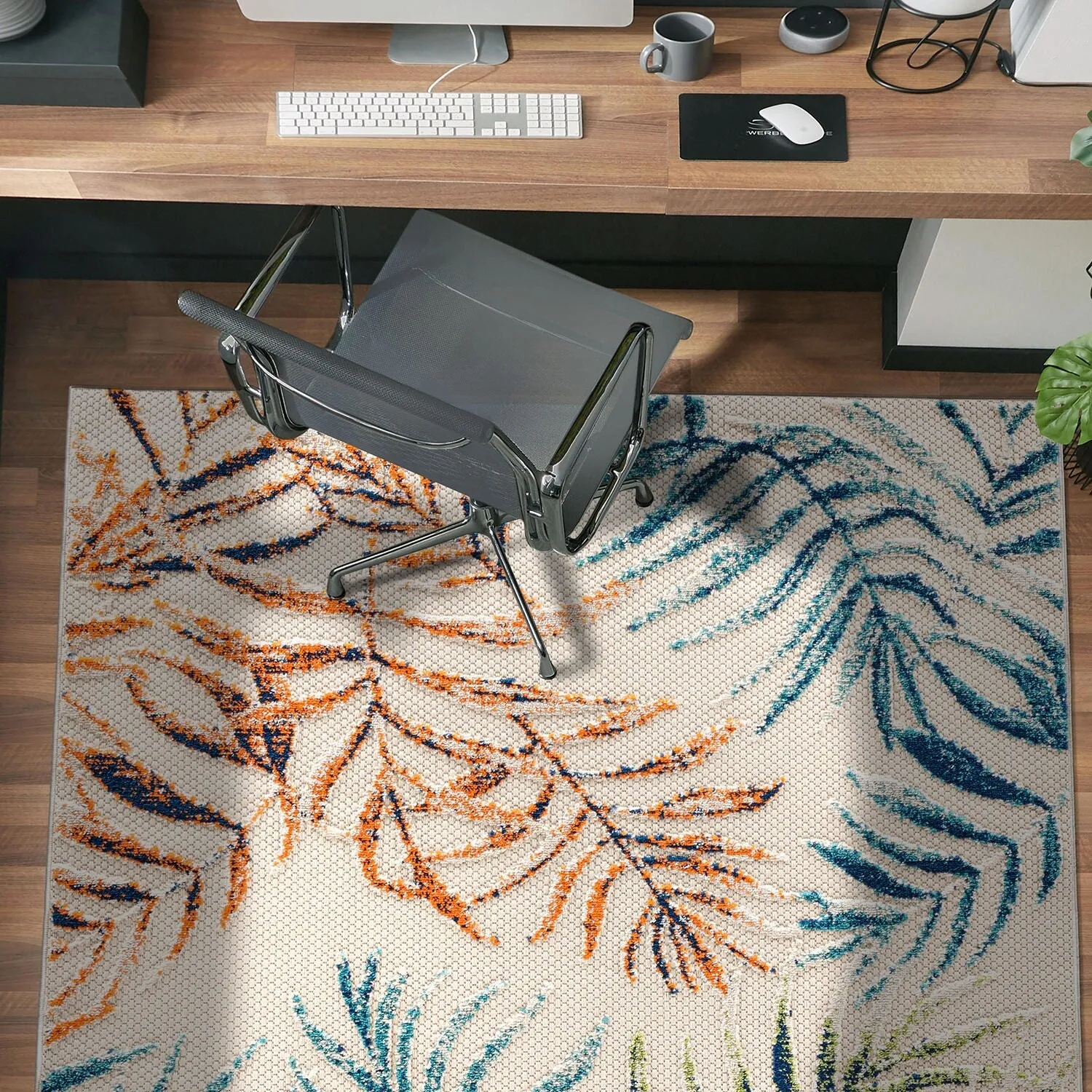 Bahama Palm Frond Floral Indoor/Outdoor Area Rug
