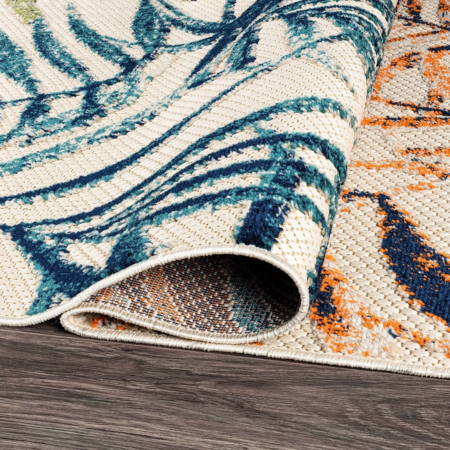 Bahama Palm Frond Floral Indoor/Outdoor Area Rug