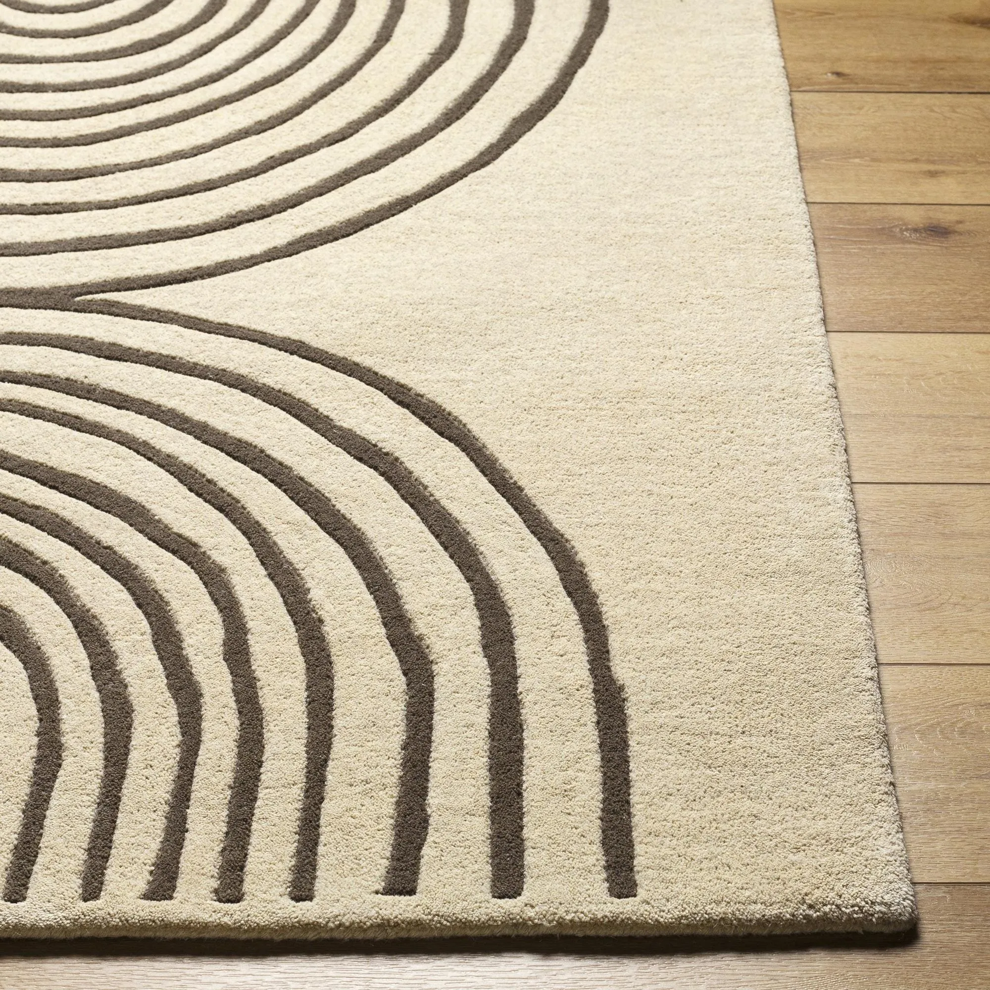 Banastre Handmade Arched Stripes Wool Area Rug
