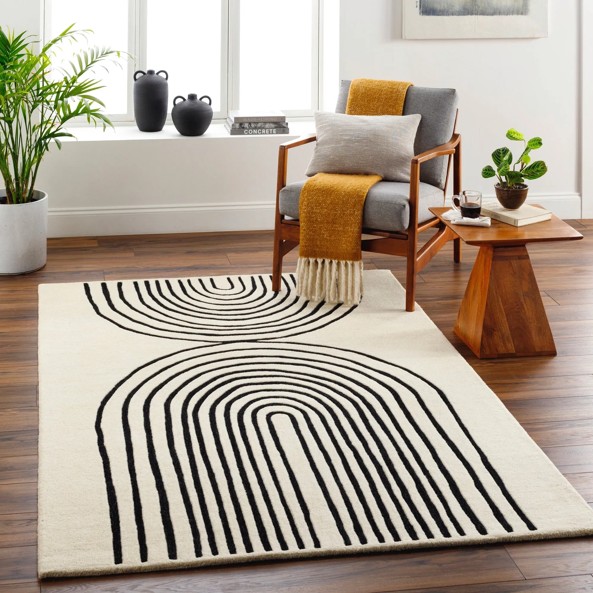 Banastre Handmade Arched Stripes Wool Area Rug