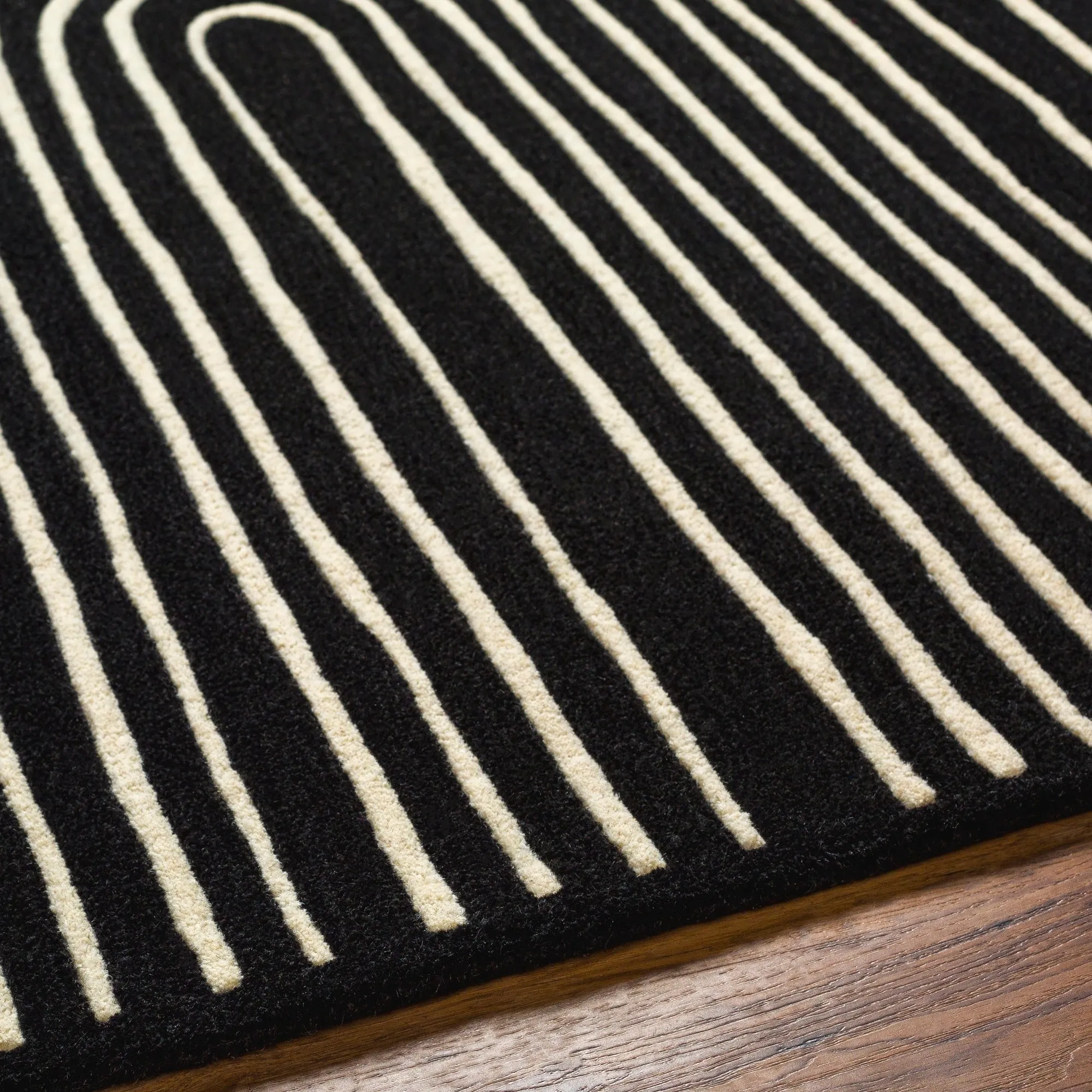 Banastre Handmade Arched Stripes Wool Area Rug