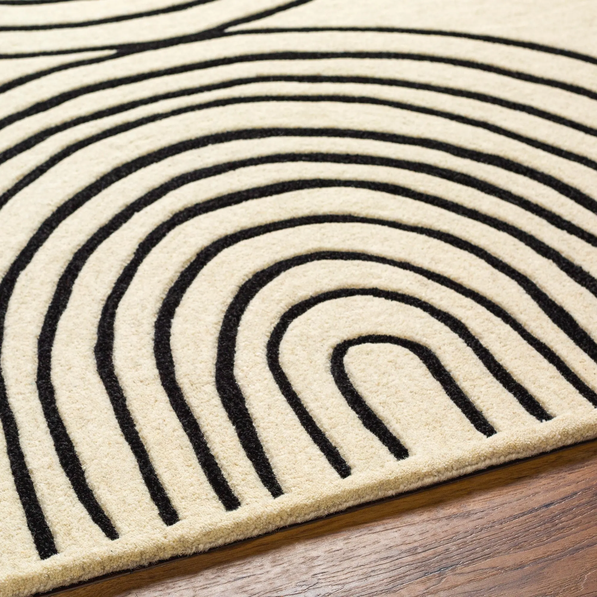 Banastre Handmade Arched Stripes Wool Area Rug