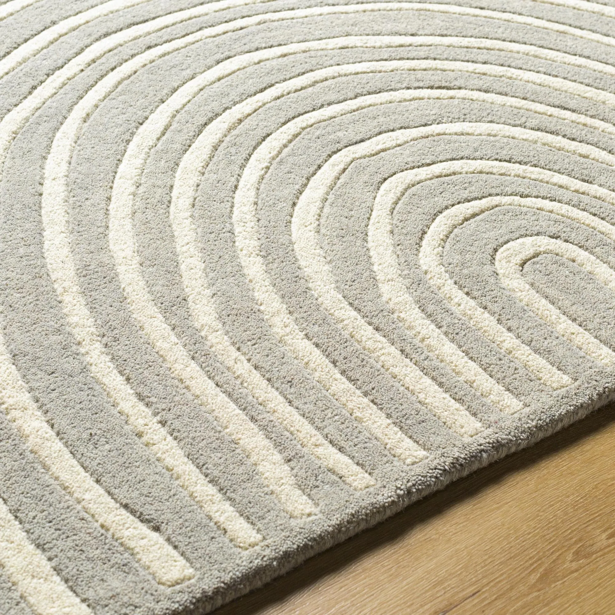 Banastre Handmade Arched Stripes Wool Area Rug