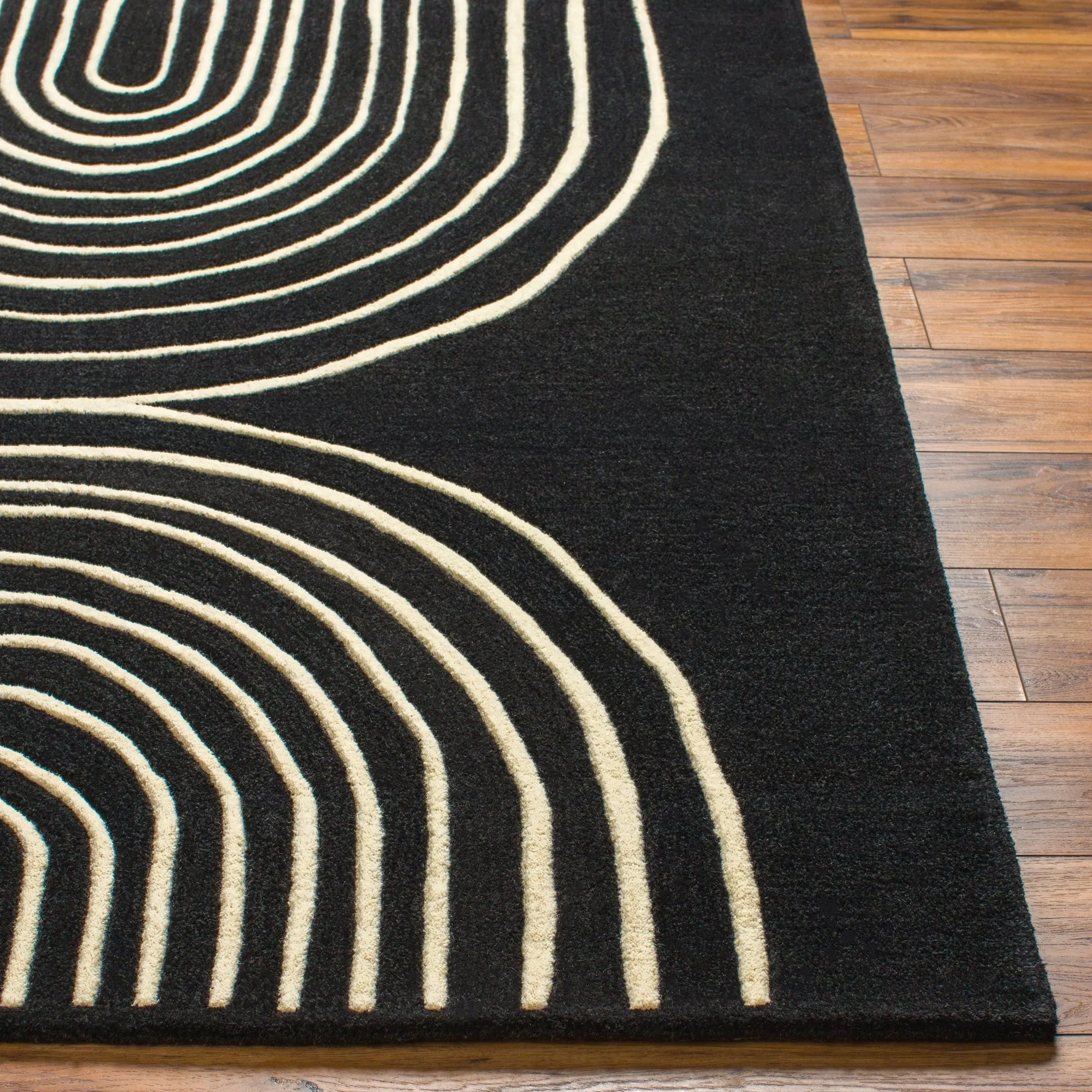 Banastre Handmade Arched Stripes Wool Area Rug