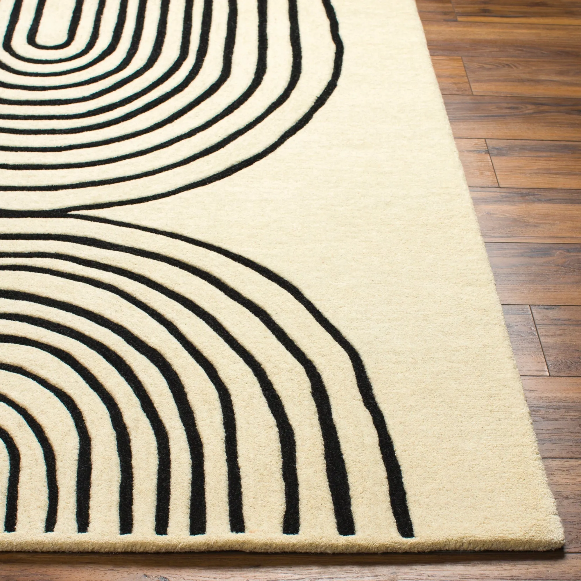 Banastre Handmade Arched Stripes Wool Area Rug