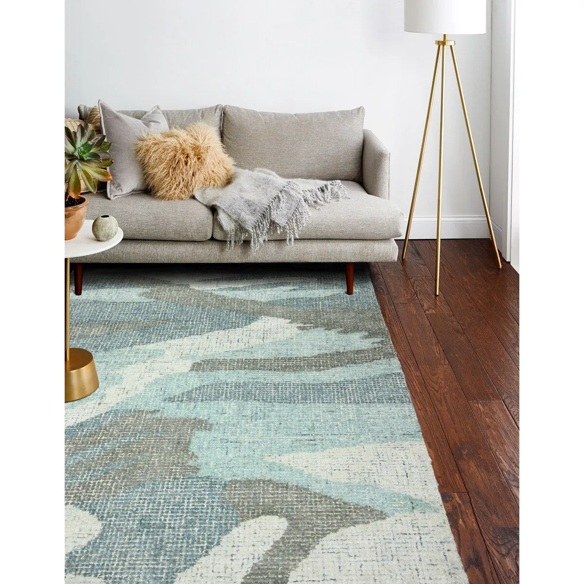 Bashian Laban Aqua Contemporary Area Rug