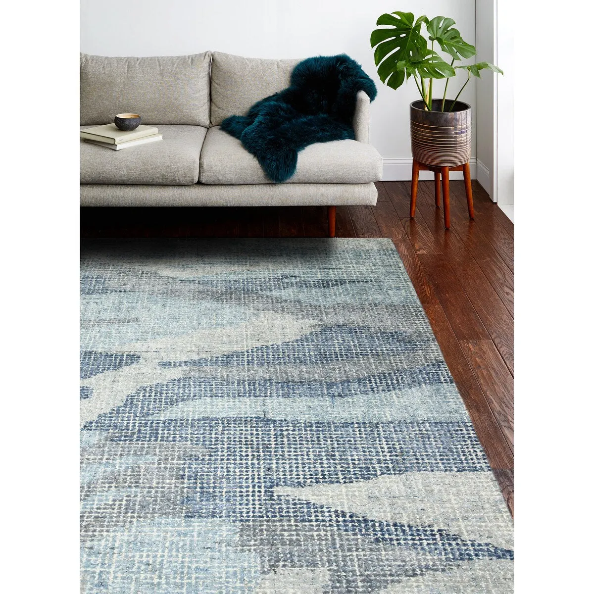 Bashian Laban Aqua Contemporary Area Rug